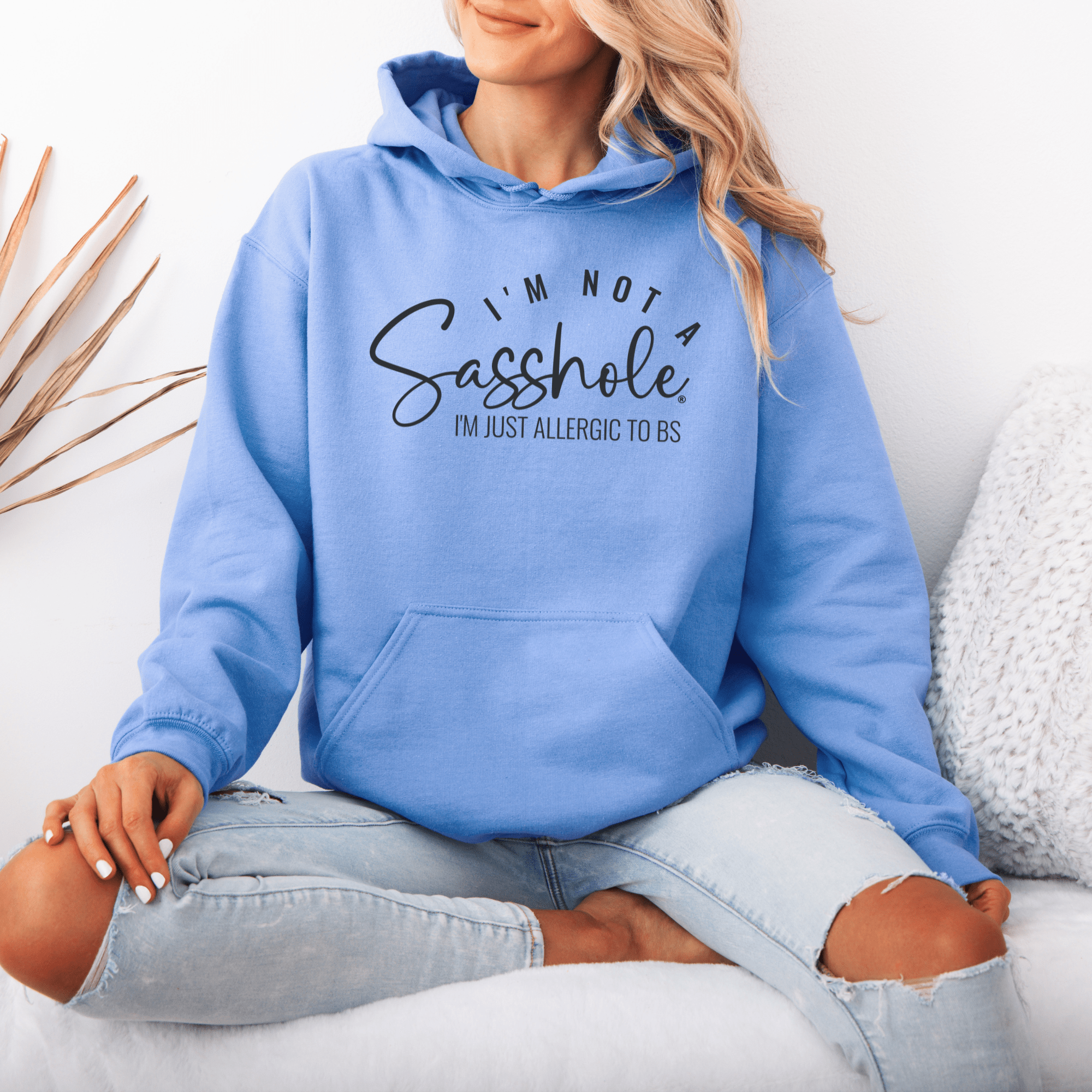 Image of I'm Not a Sasshole® I'm Just Allergic to BS Women's Funny Hoodie - Funny Graphic Tee by Sasshole® Clothing