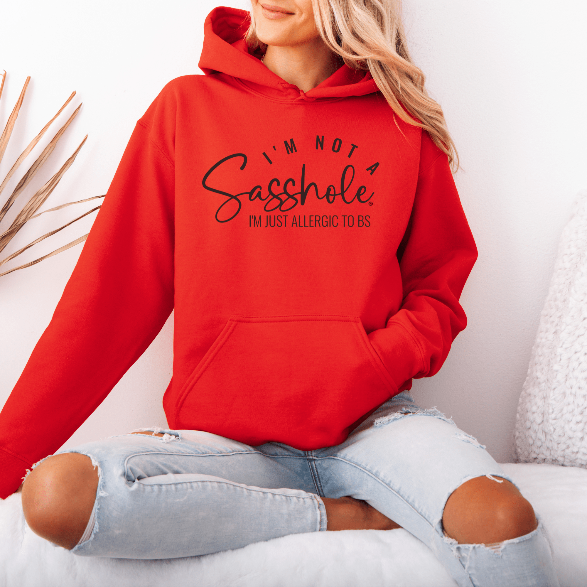 Image of I'm Not a Sasshole® I'm Just Allergic to BS Women's Funny Hoodie - Funny Graphic Tee by Sasshole® Clothing