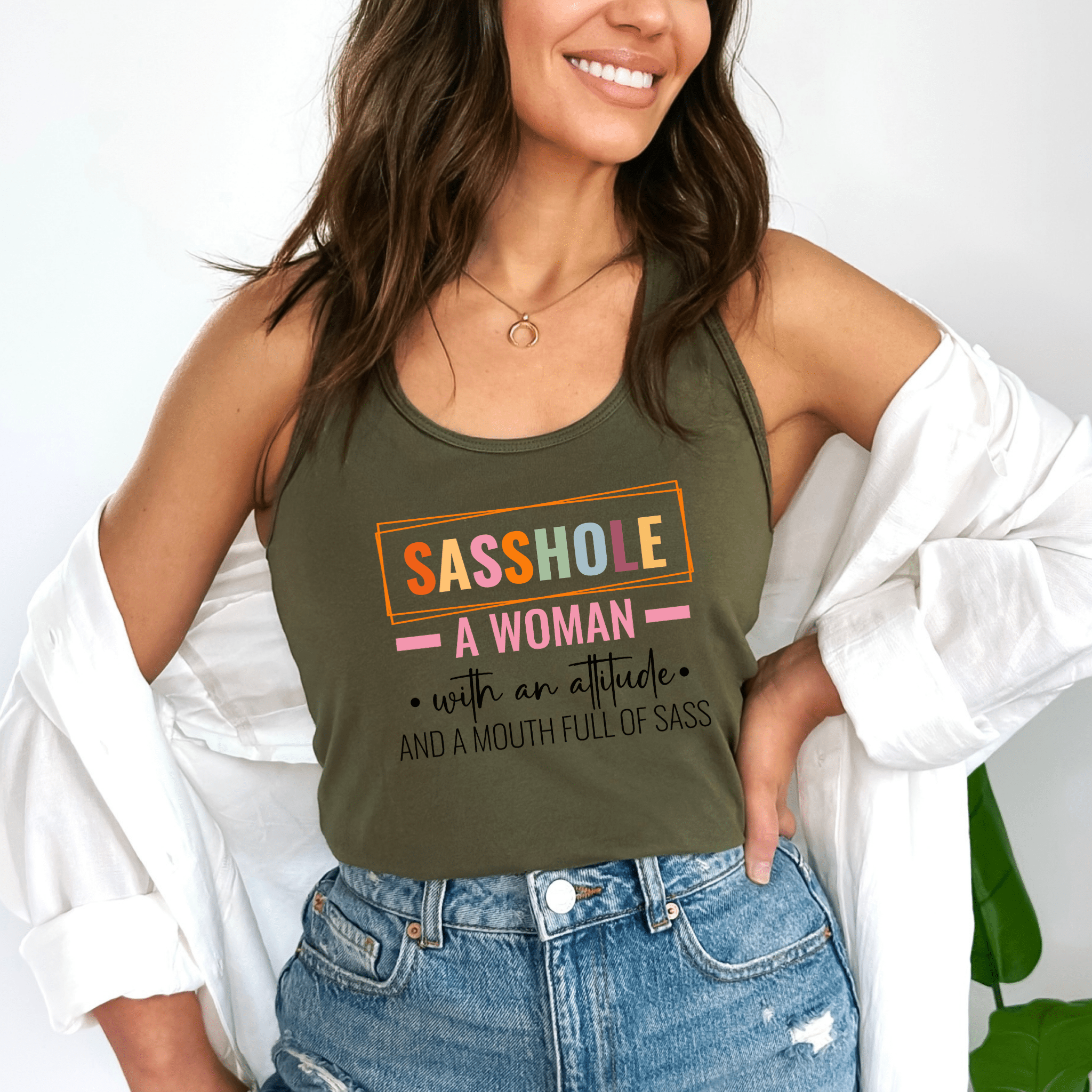 Image of I'm Not a Sasshole® Women's Tank Top - Just Allergic to BS - Funny Graphic Tee by Sasshole® Clothing