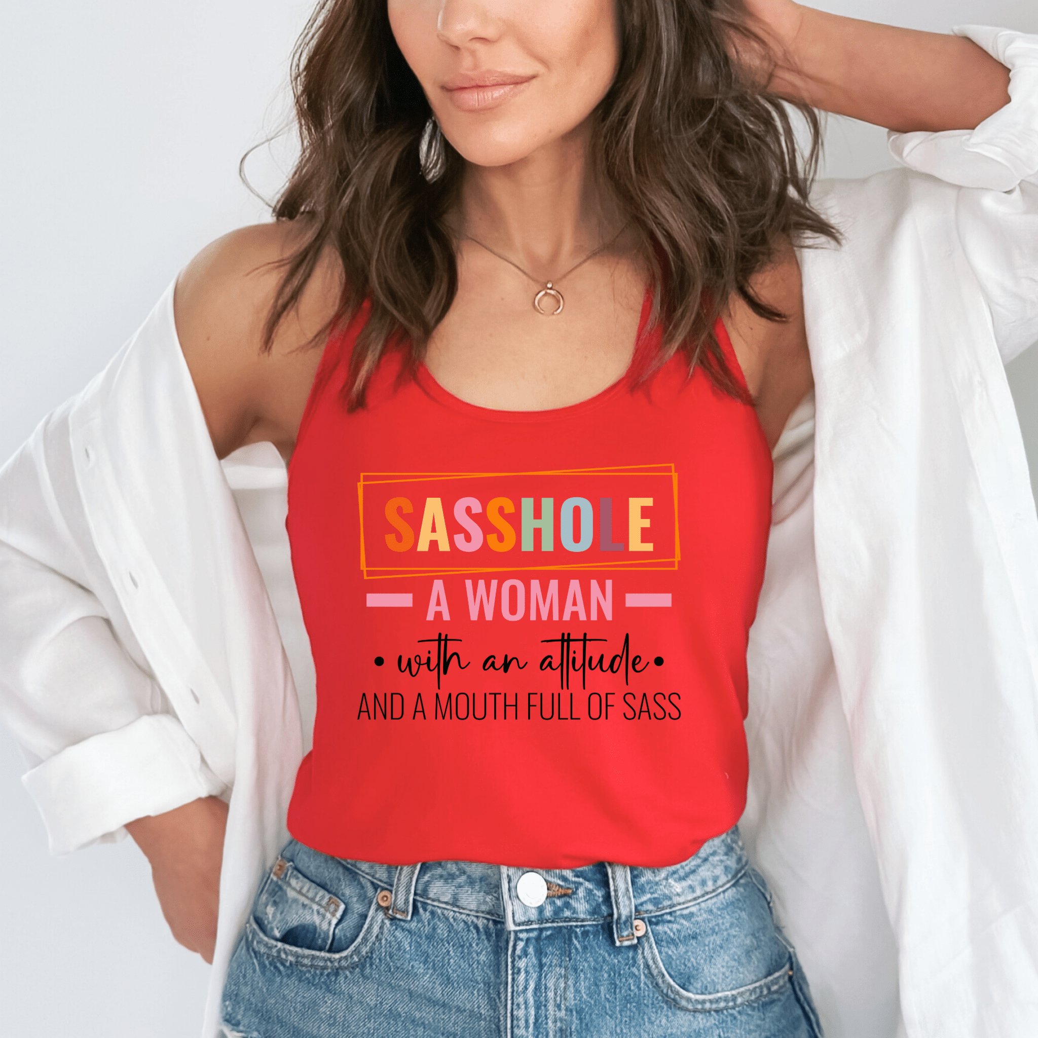 Image of I'm Not a Sasshole® Women's Tank Top - Just Allergic to BS - Funny Graphic Tee by Sasshole® Clothing