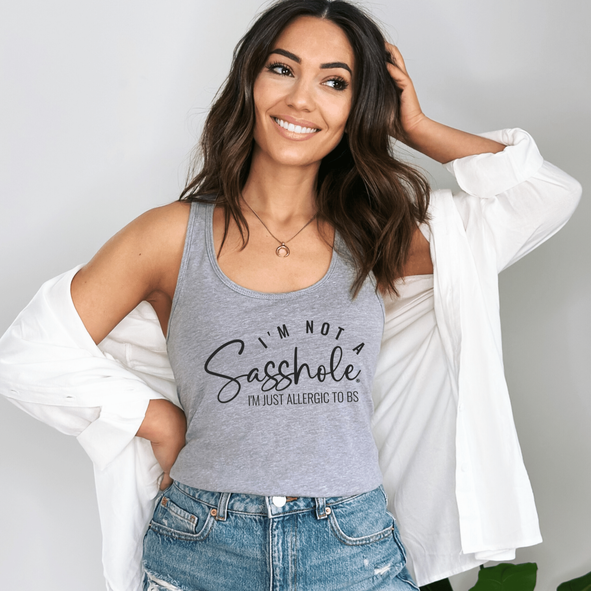 Image of I'm Not a Sasshole® Women's Tank Tops - Just Allergic to BS - Funny Graphic Tee by Sasshole® Clothing