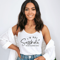 Image of I'm Not a Sasshole® Women's Tank Tops - Just Allergic to BS - Funny Graphic Tee by Sasshole® Clothing