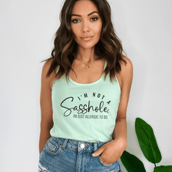 Image of I'm Not a Sasshole® Women's Tank Tops - Just Allergic to BS - Funny Graphic Tee by Sasshole® Clothing