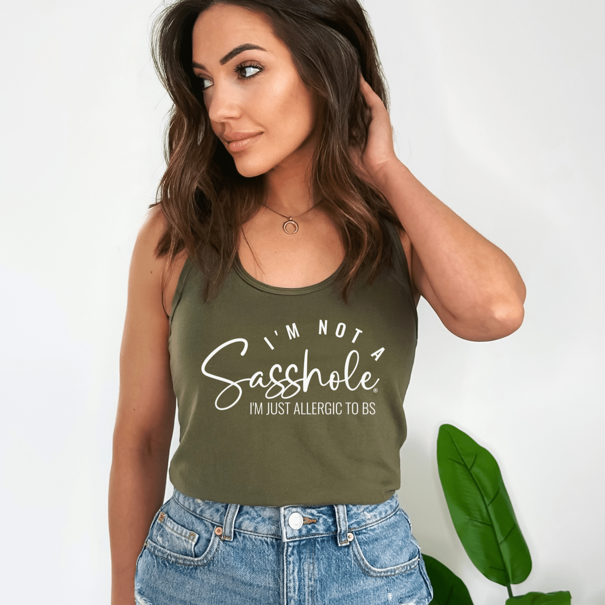 Image of I'm Not a Sasshole® Women's Tank Tops - Just Allergic to BS - Funny Graphic Tee by Sasshole® Clothing