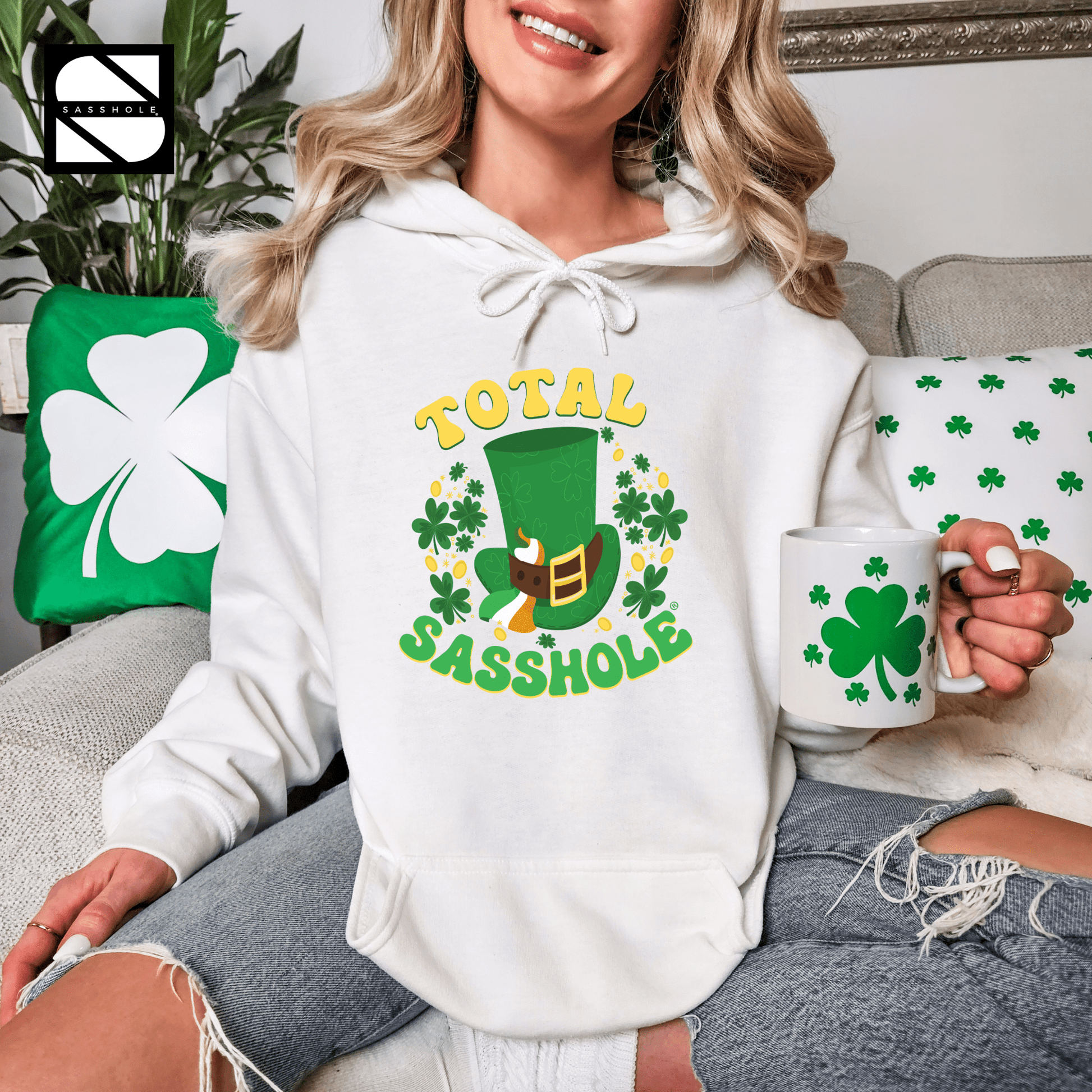 Irish Sass, Lucky Class: St. Patrick's Day Total Sasshole® Unisex Hoodie - Funny Graphic Tee by Sasshole® Clothing