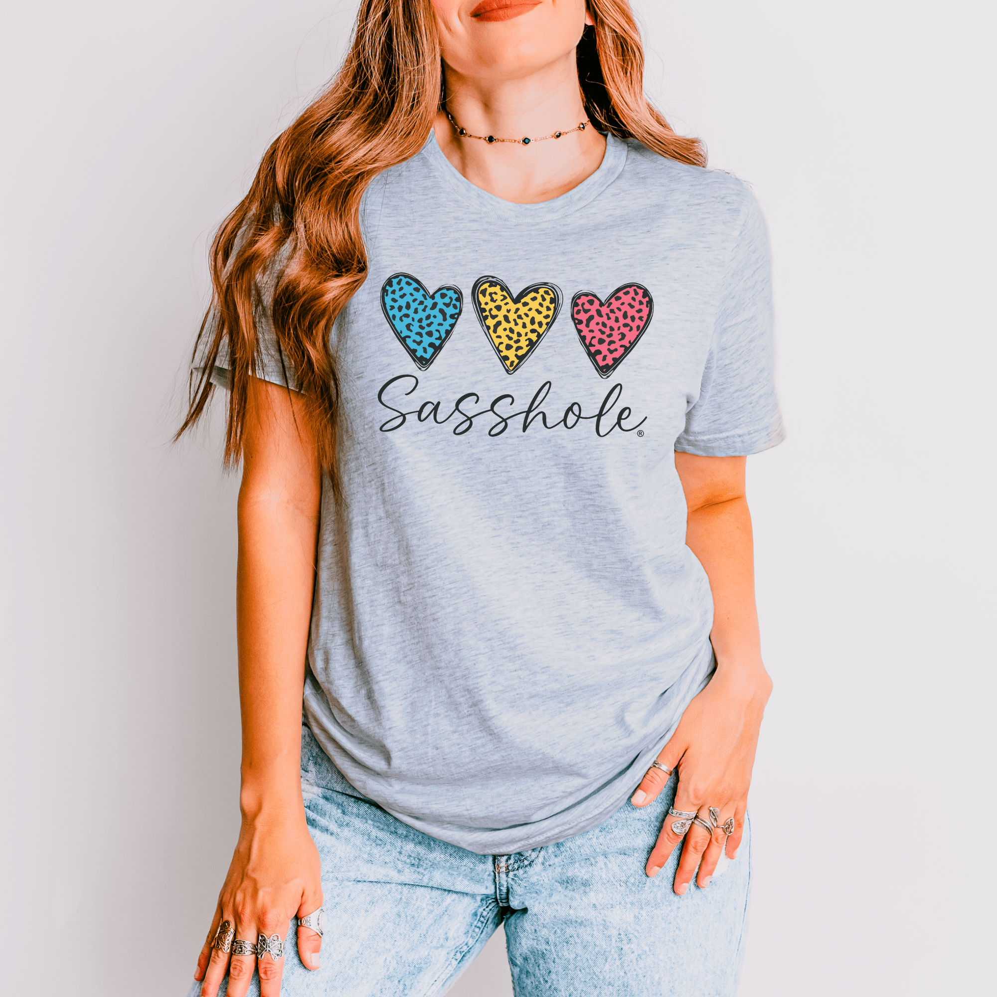 Image of Leopard Heart Sasshole® Women's T-shirts - Wildly Chic - Funny Graphic Tee by Sasshole® Clothing