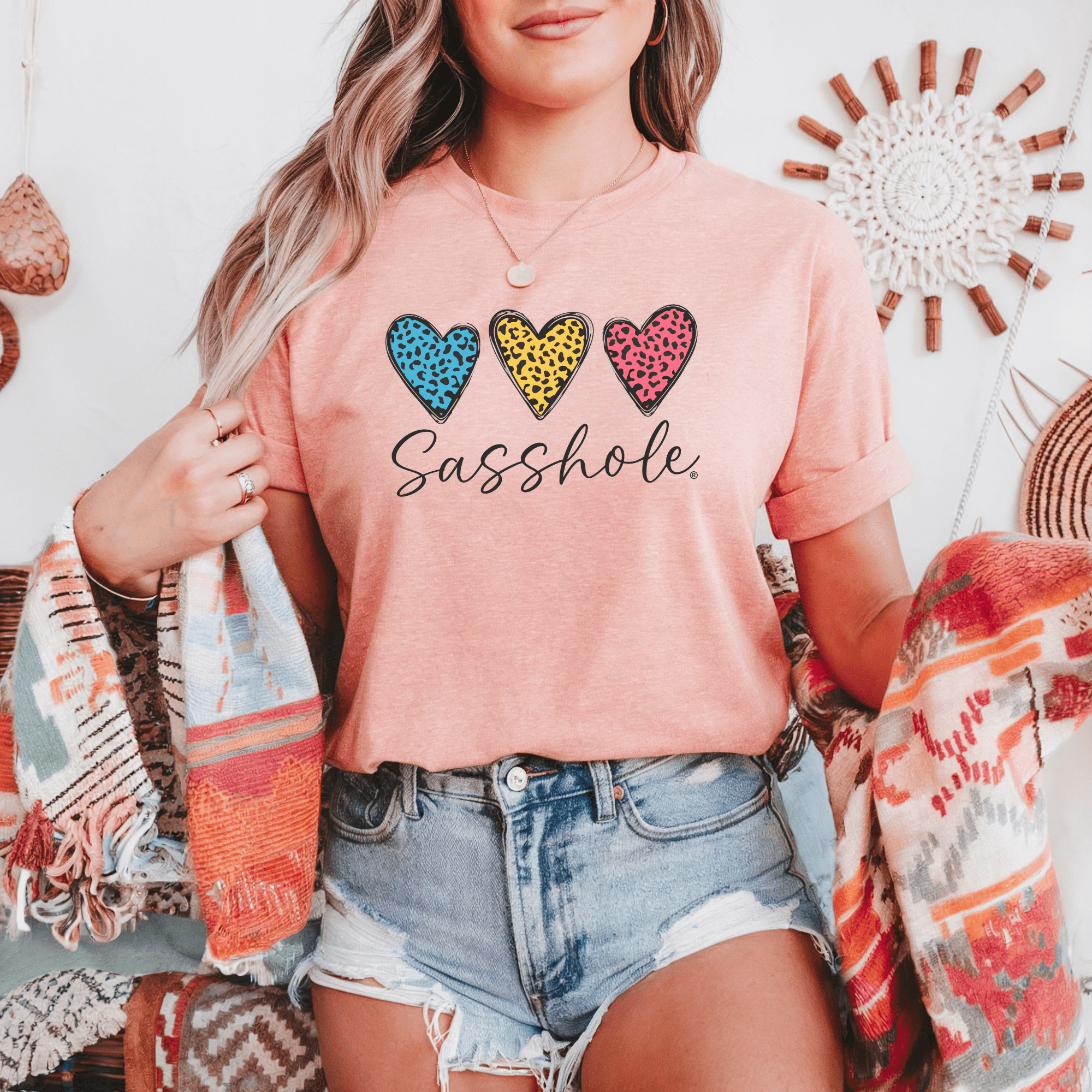 Image of Leopard Heart Sasshole® Women's T-shirts - Wildly Chic - Funny Graphic Tee by Sasshole® Clothing