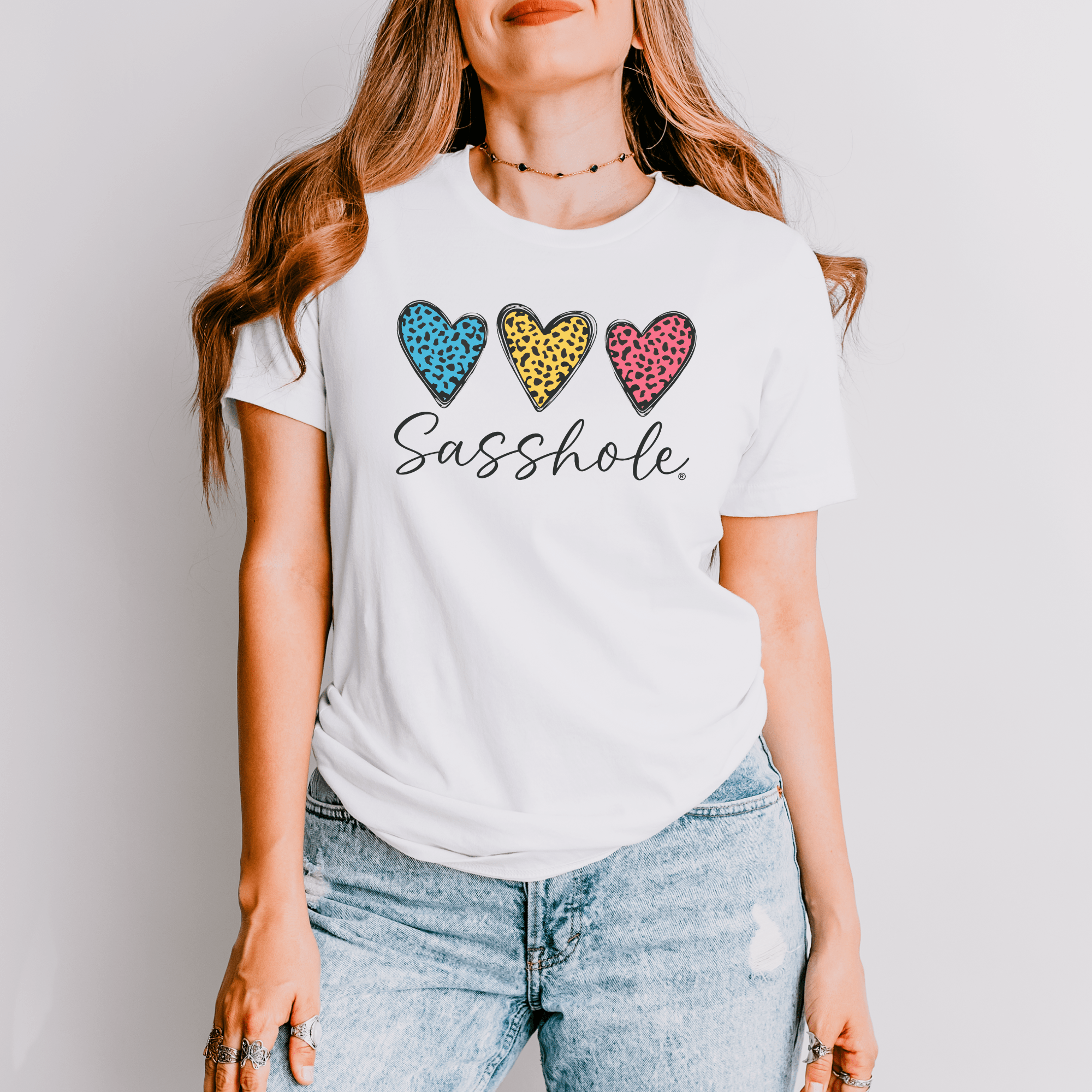 Image of Leopard Heart Sasshole® Women's T-shirts - Wildly Chic - Funny Graphic Tee by Sasshole® Clothing