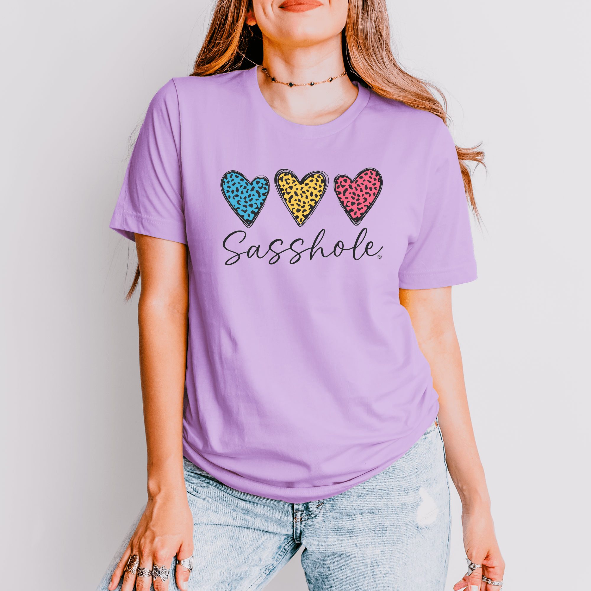 Image of Leopard Heart Sasshole® Women's T-shirts - Wildly Chic - Funny Graphic Tee by Sasshole® Clothing