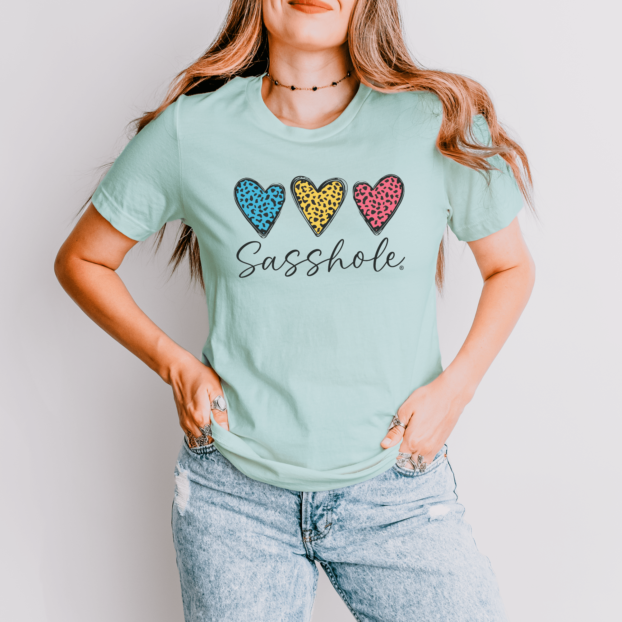 Image of Leopard Heart Sasshole® Women's T-shirts - Wildly Chic - Funny Graphic Tee by Sasshole® Clothing