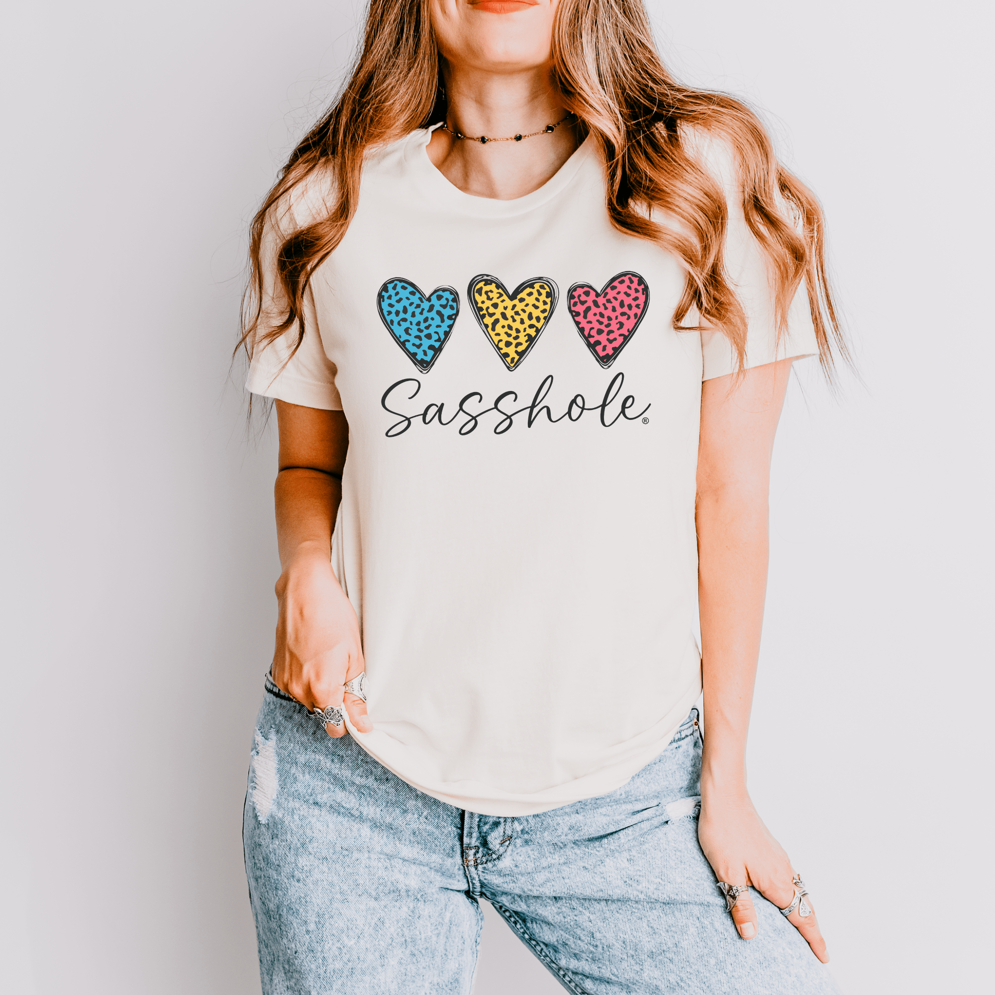 Image of Leopard Heart Sasshole® Women's T-shirts - Wildly Chic - Funny Graphic Tee by Sasshole® Clothing