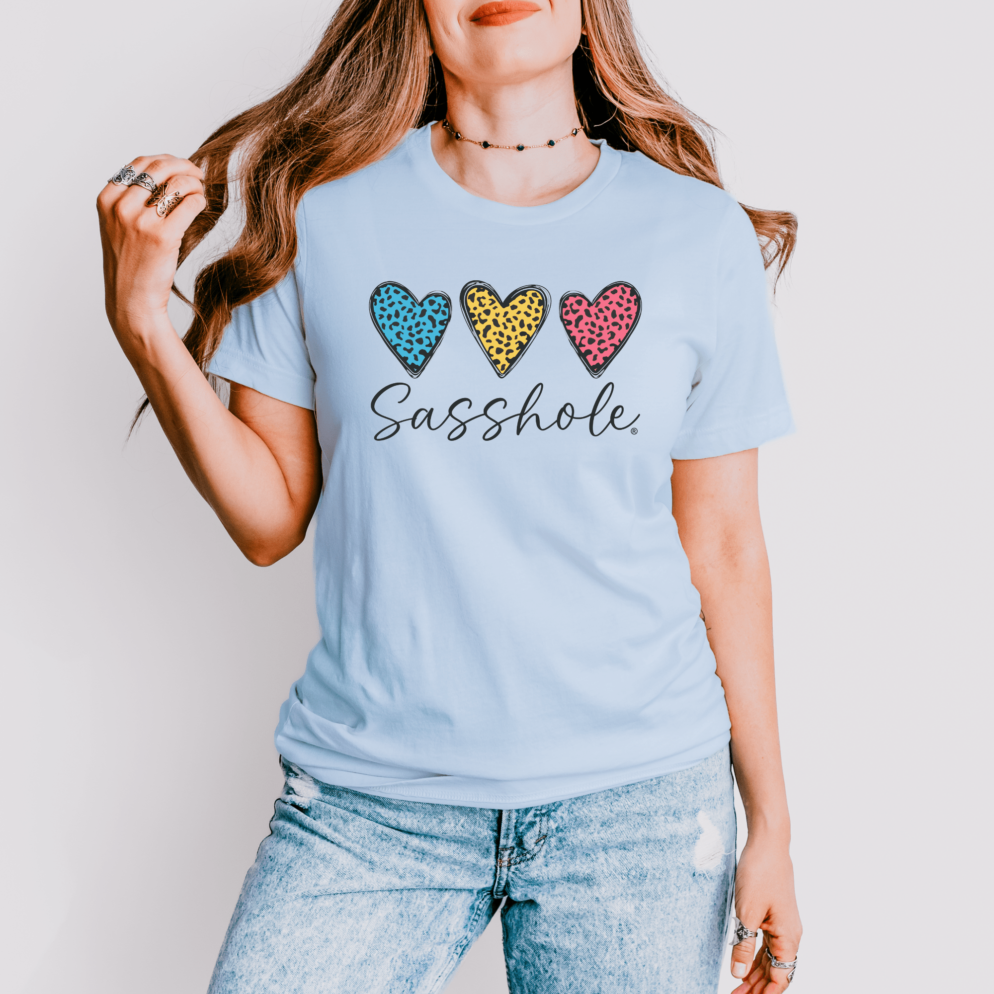 Image of Leopard Heart Sasshole® Women's T-shirts - Wildly Chic - Funny Graphic Tee by Sasshole® Clothing