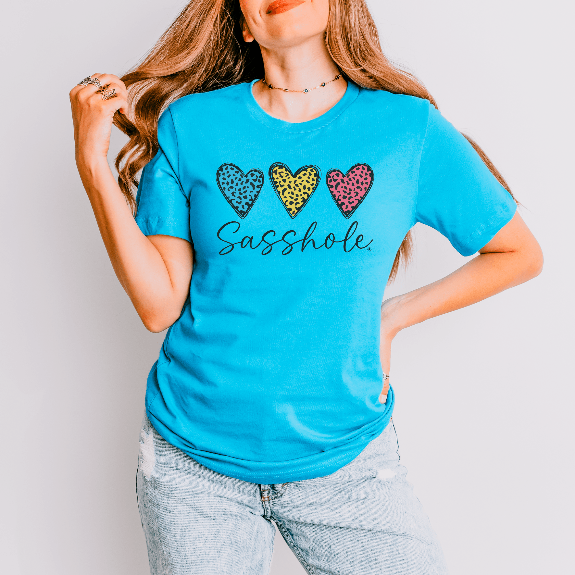 Image of Leopard Heart Sasshole® Women's T-shirts - Wildly Chic - Funny Graphic Tee by Sasshole® Clothing