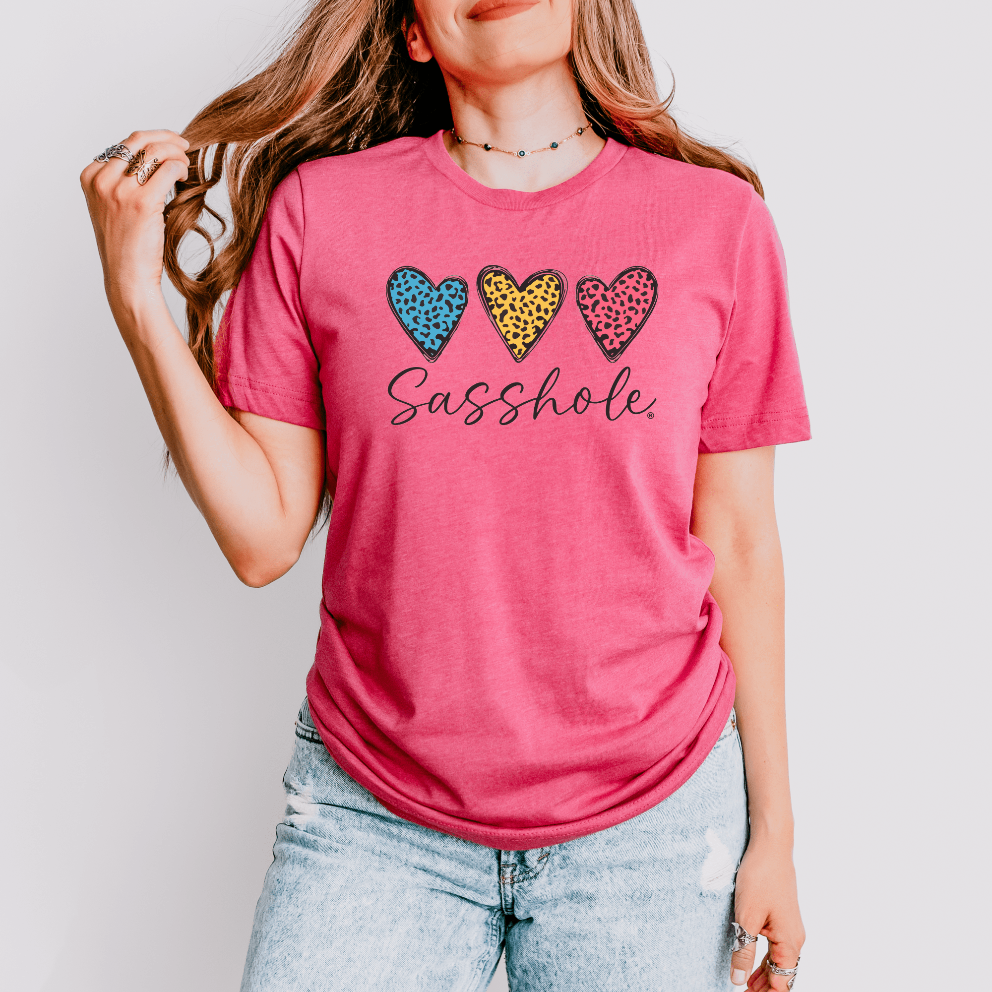 Image of Leopard Heart Sasshole® Women's T-shirts - Wildly Chic - Funny Graphic Tee by Sasshole® Clothing