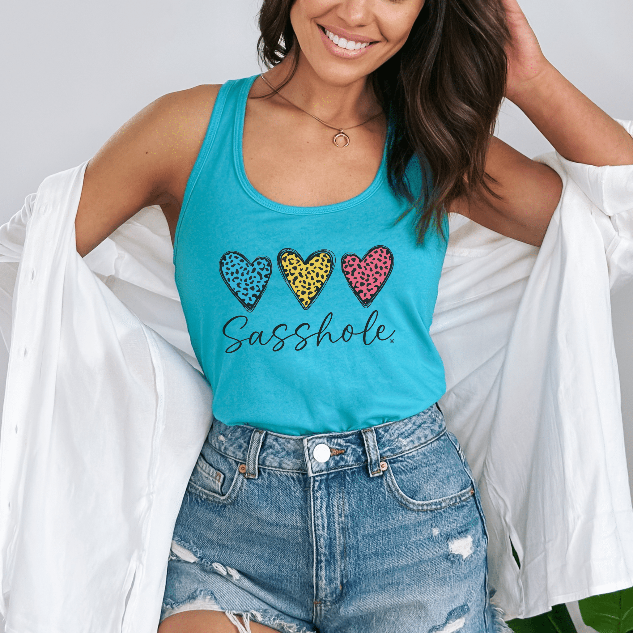 Image of Leopard Heart Sasshole® Women's Tank Top - Wildly Sassy - Funny Graphic Tee by Sasshole® Clothing