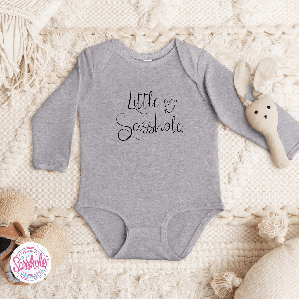 Little Sasshole™ Signature Baby Long Sleeve Bodysuit - Funny Graphic Tee by Sasshole® Clothing