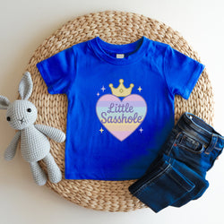 Image of Little Sasshole® Toddler Girl Shirt | Pastel Heart Crown Tee | Cute Funny Kids Shirt | Sassy Princess T-Shirt for Girls | Baby Girl Gift - Funny Graphic Tee by Sasshole® Clothing