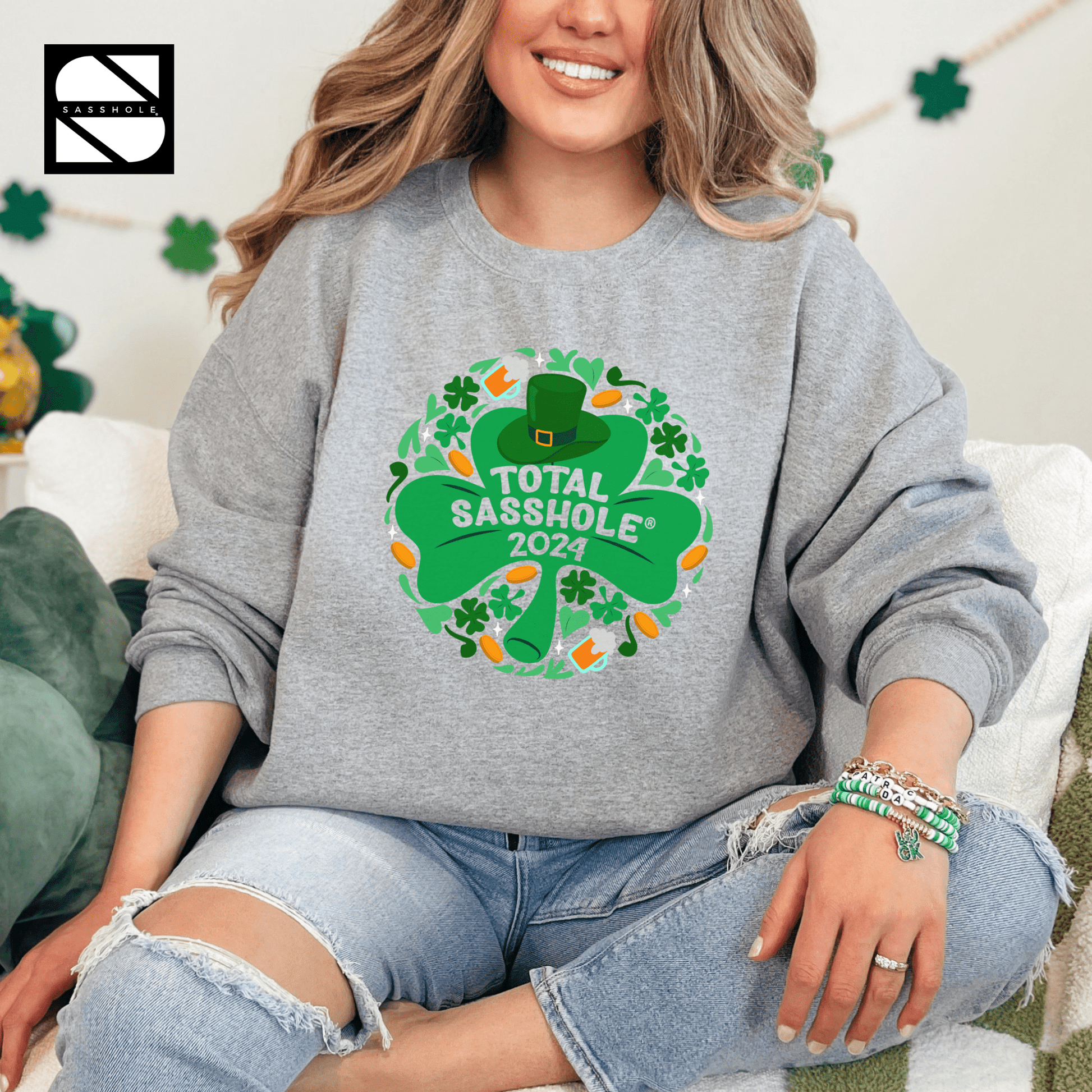 Lucky Total Sasshole® Charm: St. Paddy's Day Edition Unisex Sweatshirt - Funny Graphic Tee by Sasshole® Clothing