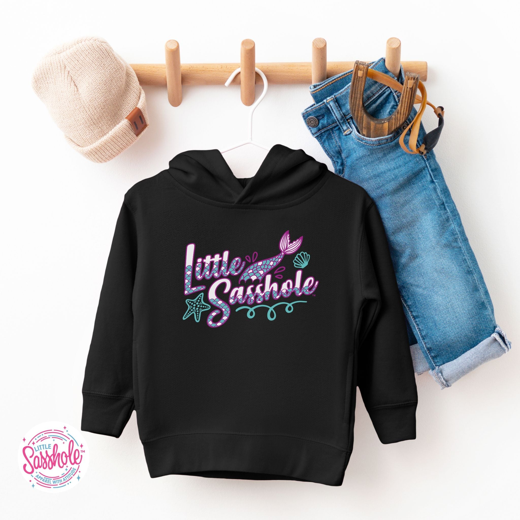 Image of Magical Mermaid Adventures: Little Sasshole™ Toddler Hoodie - Funny Graphic Tee by Sasshole® Clothing