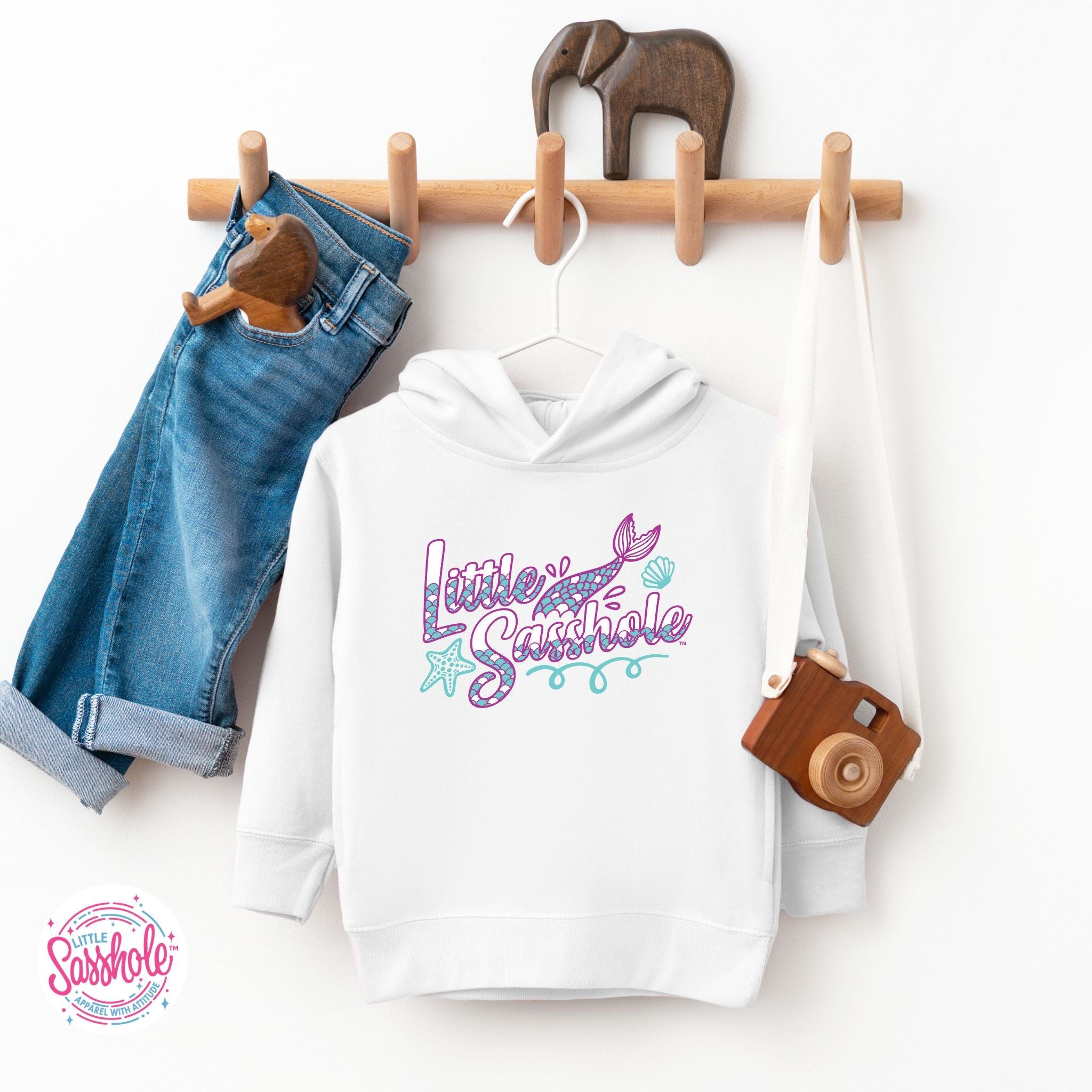 Image of Magical Mermaid Adventures: Little Sasshole™ Toddler Hoodie - Funny Graphic Tee by Sasshole® Clothing