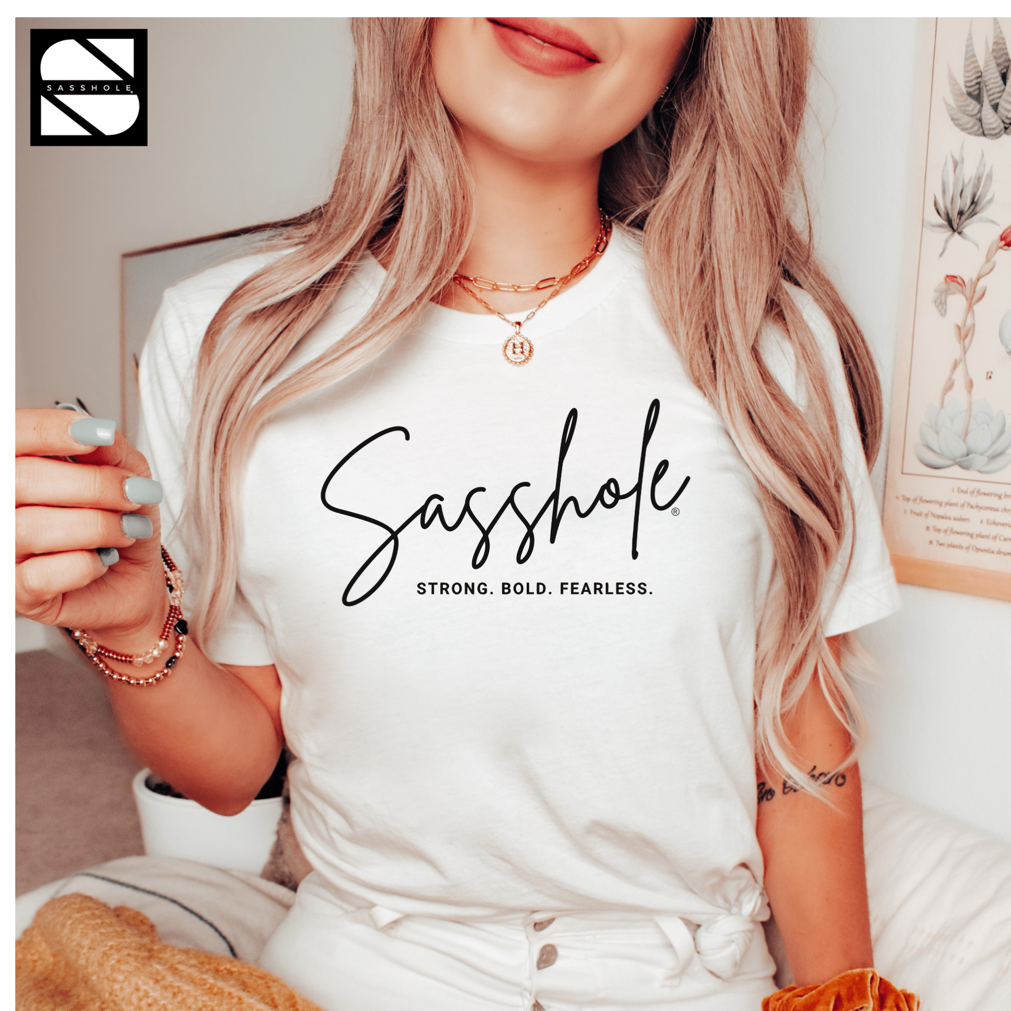 Image of Make a Sassy Statement with Our Women's Sasshole® Stong. Bold. Fearless T-Shirt - Funny Graphic Tee by Sasshole® Clothing
