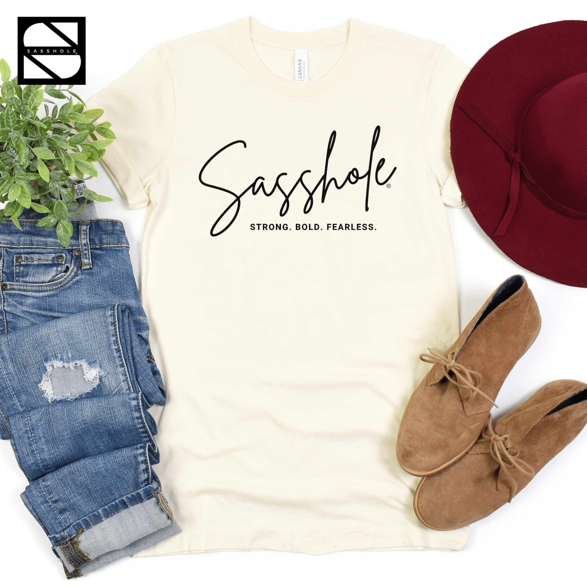 Image of Make a Sassy Statement with Our Women's Sasshole® Stong. Bold. Fearless T-Shirt - Funny Graphic Tee by Sasshole® Clothing