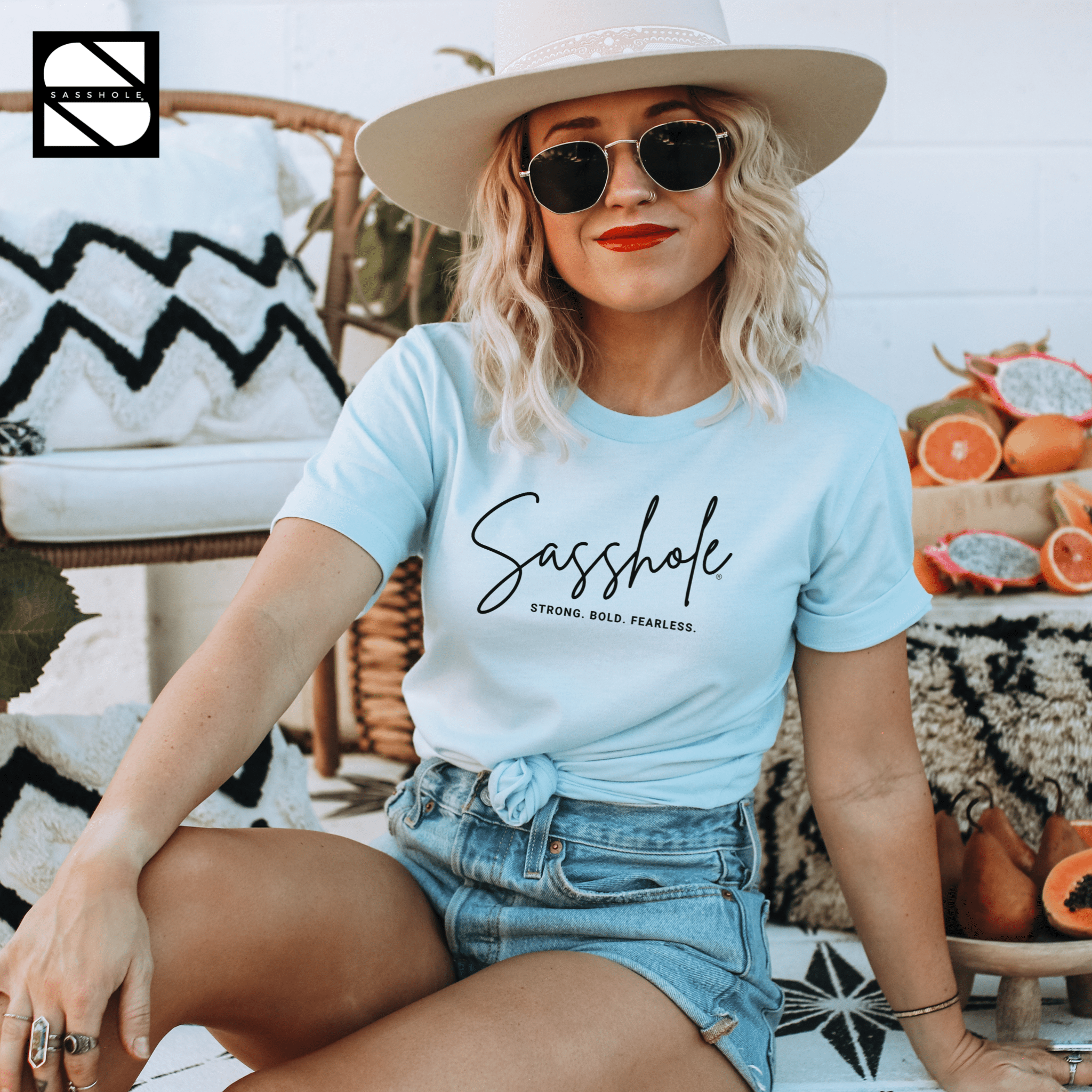 Image of Make a Sassy Statement with Our Women's Sasshole® Stong. Bold. Fearless T-Shirt - Funny Graphic Tee by Sasshole® Clothing