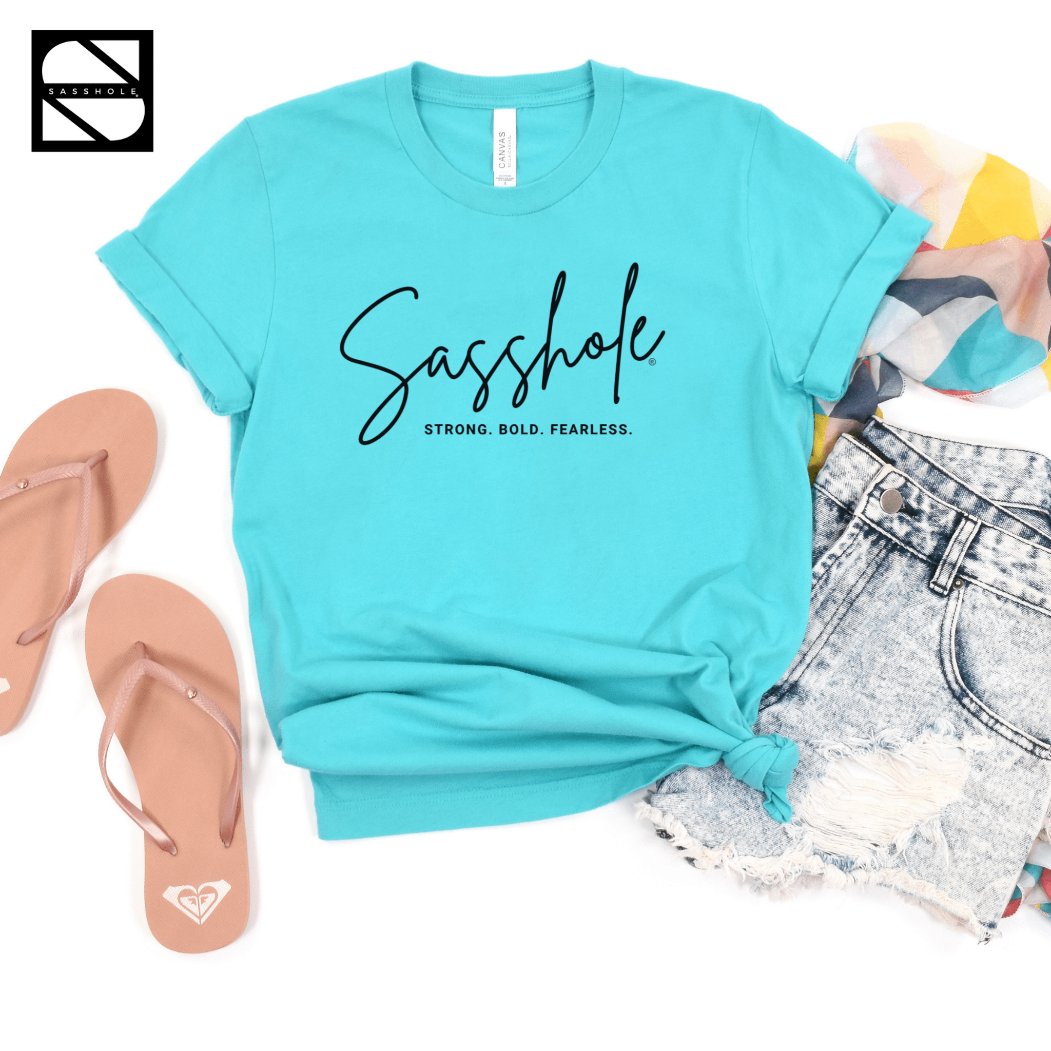 Image of Make a Sassy Statement with Our Women's Sasshole® Stong. Bold. Fearless T-Shirt - Funny Graphic Tee by Sasshole® Clothing
