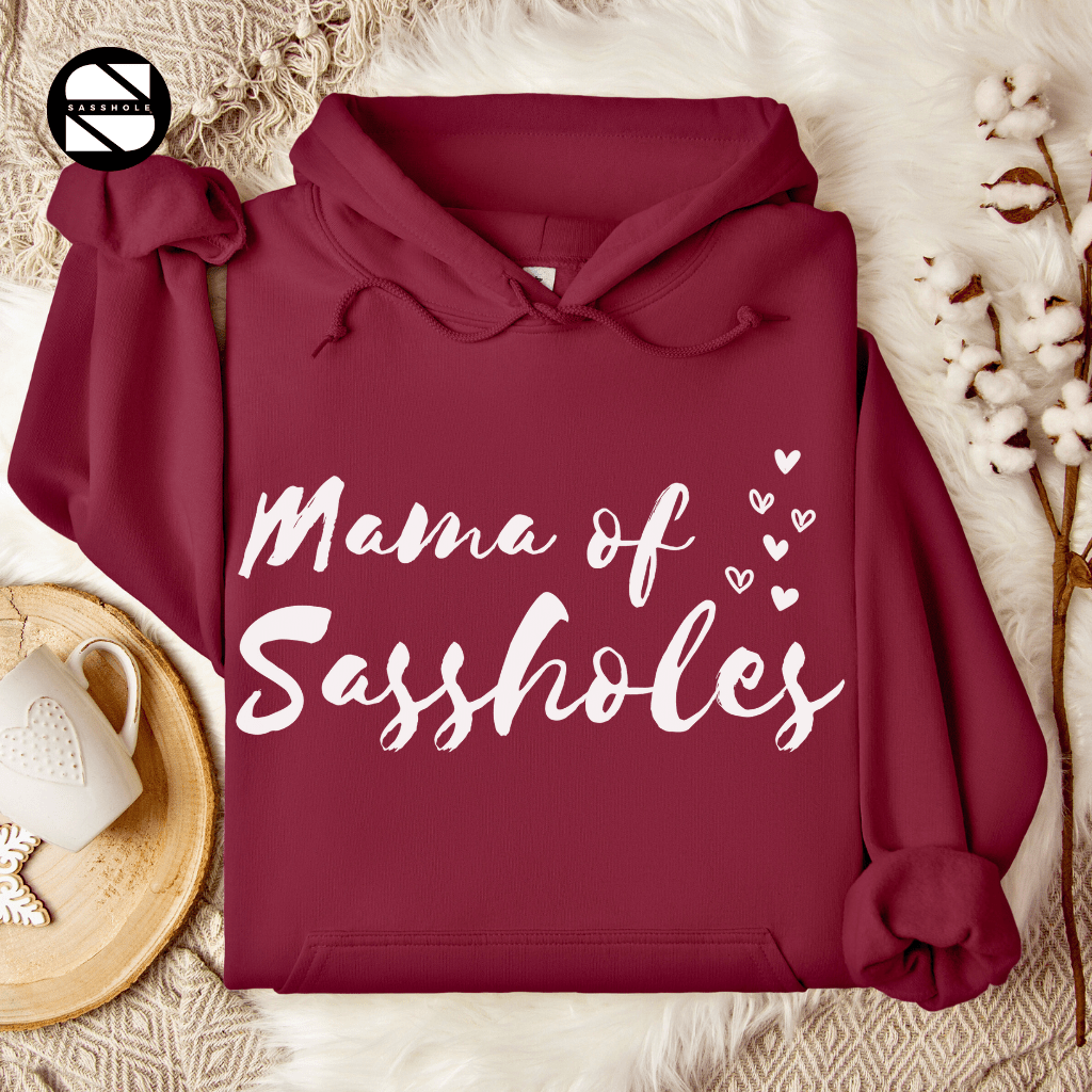 Image of Mama of Sassholes Hoodie: Wear Your Title with Pride - Funny Graphic Tee by Sasshole® Clothing