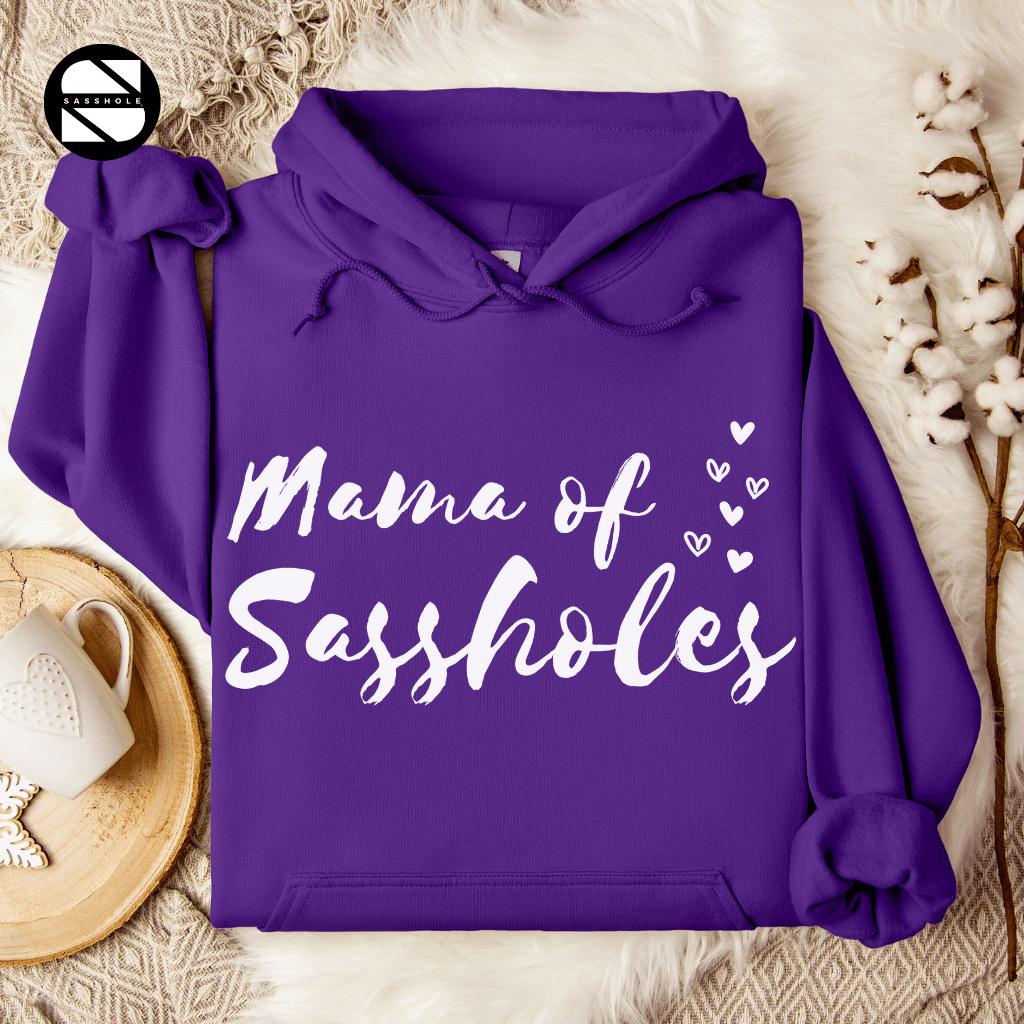 Image of Mama of Sassholes Hoodie: Wear Your Title with Pride - Funny Graphic Tee by Sasshole® Clothing