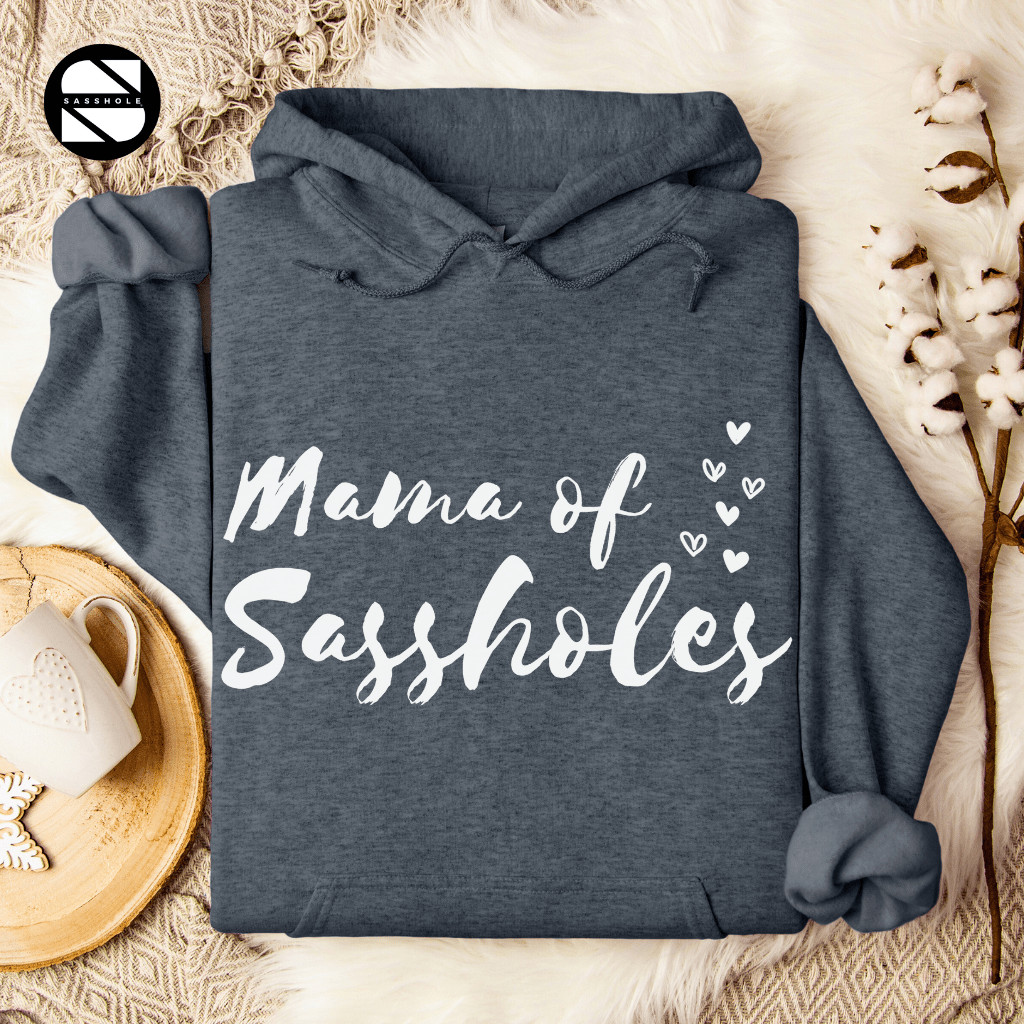 Image of Mama of Sassholes Hoodie: Wear Your Title with Pride - Funny Graphic Tee by Sasshole® Clothing