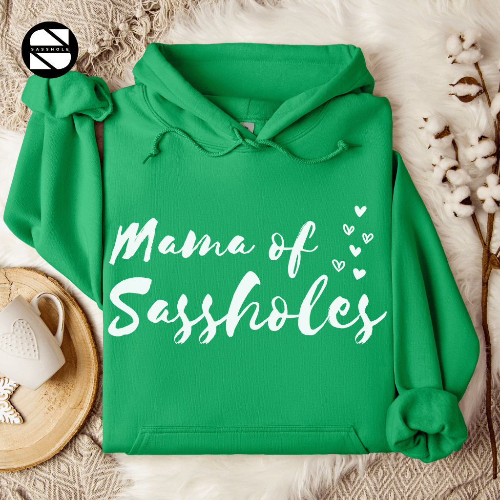 Image of Mama of Sassholes Hoodie: Wear Your Title with Pride - Funny Graphic Tee by Sasshole® Clothing