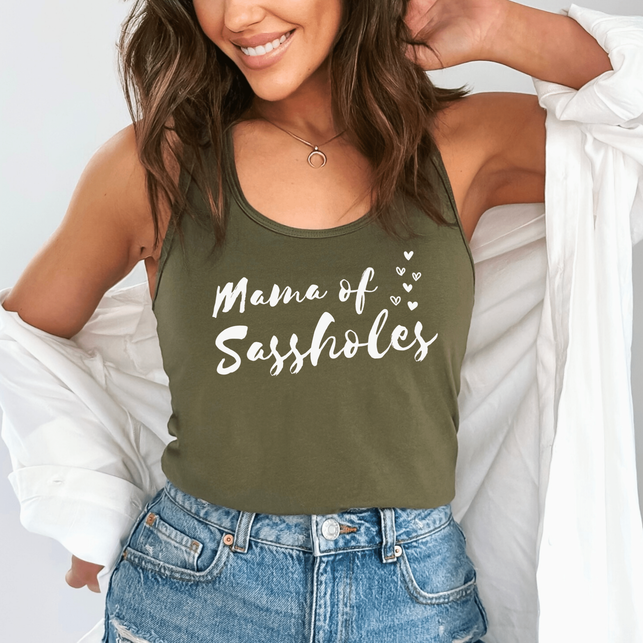 Image of Mama of Sassholes Tank Top - Playful, Bold, and Cool Style - Funny Graphic Tee by Sasshole® Clothing