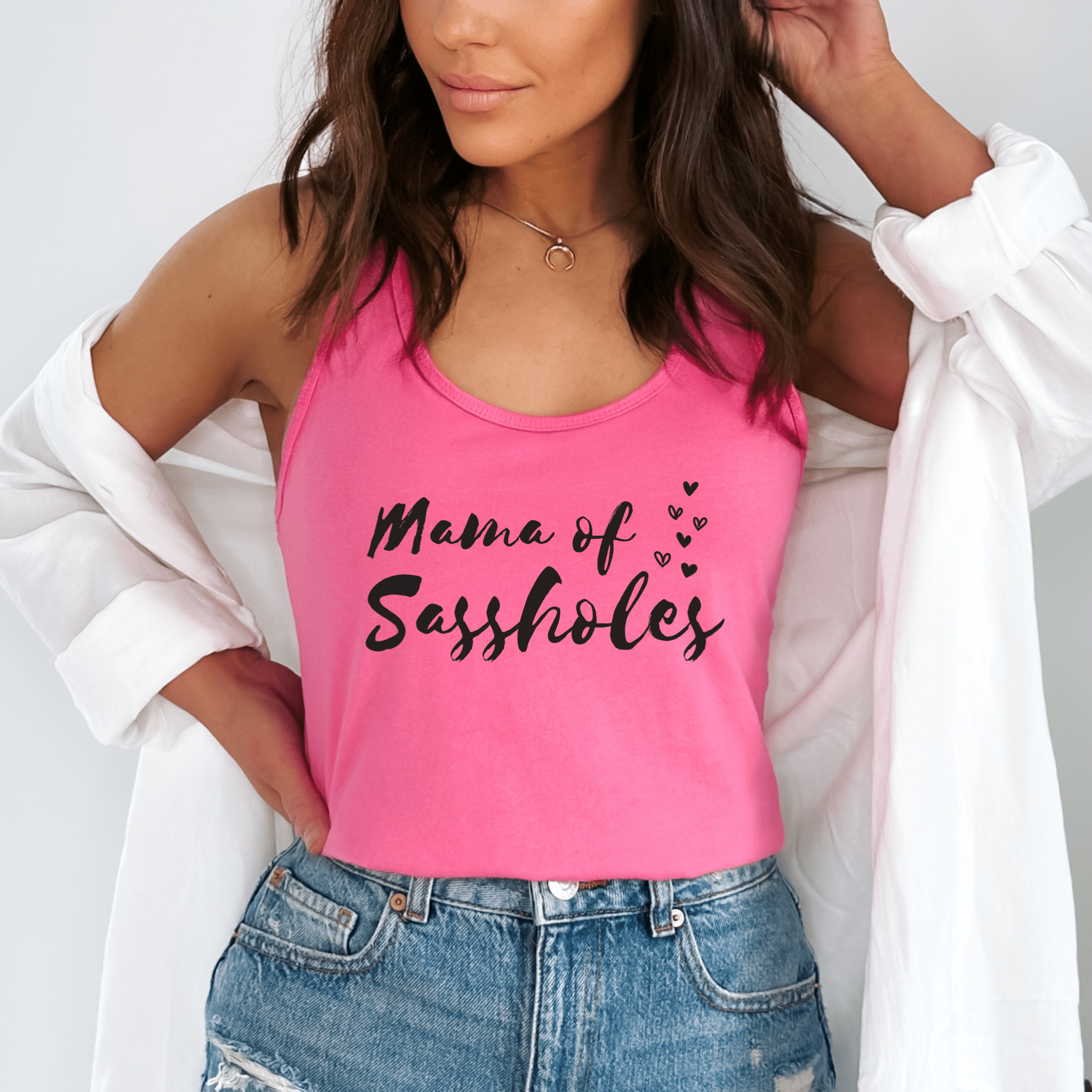 Image of Mama of Sassholes Tank Top - Playful, Bold, and Cool Style - Funny Graphic Tee by Sasshole® Clothing