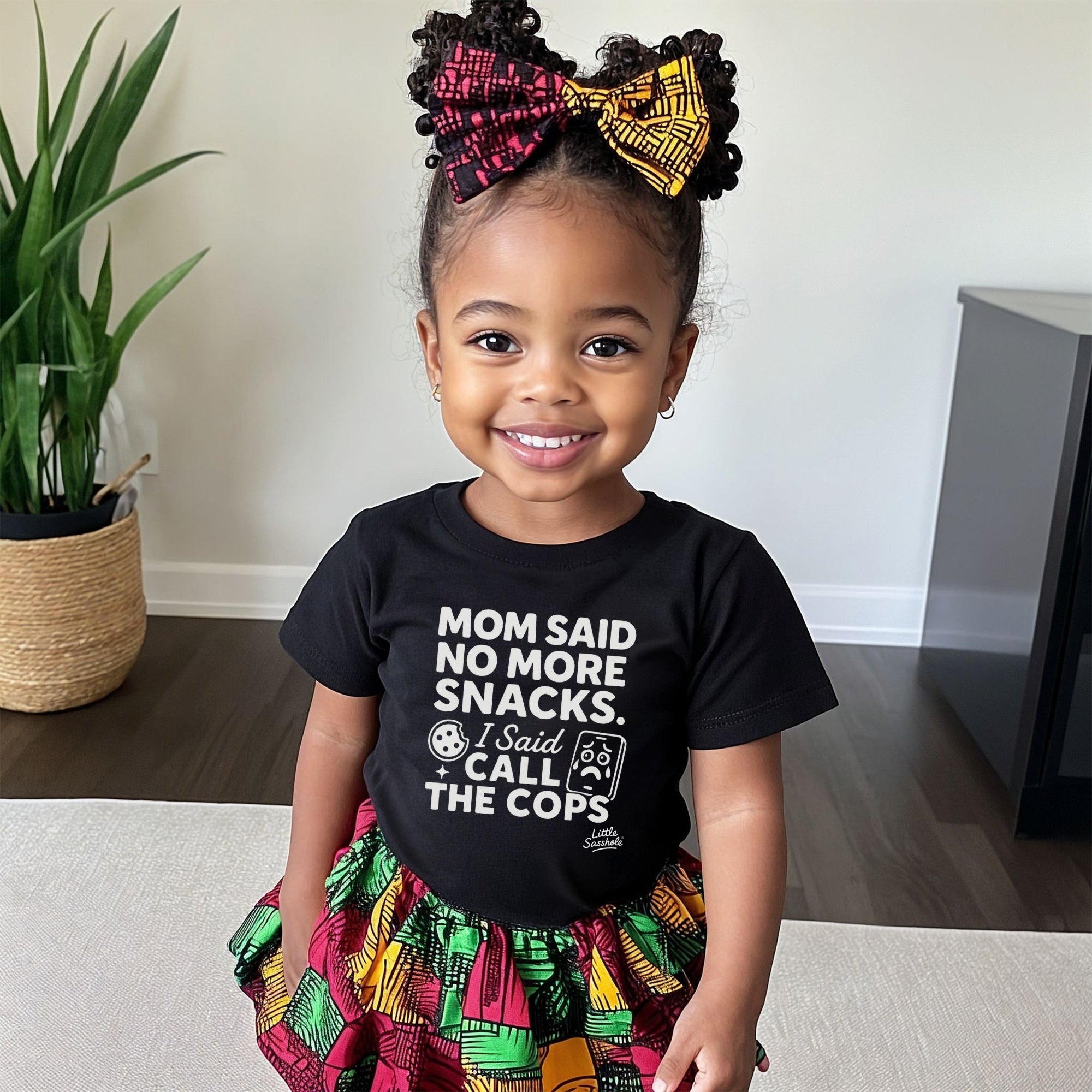 Image of No More Snacks Call the Cops | Funny Graphic Tee for Kids | Little Sasshole Kids Humor Tee | Funny Toddler Shirt | Kids Graphic Tee - Funny Graphic Tee by Sasshole® Clothing