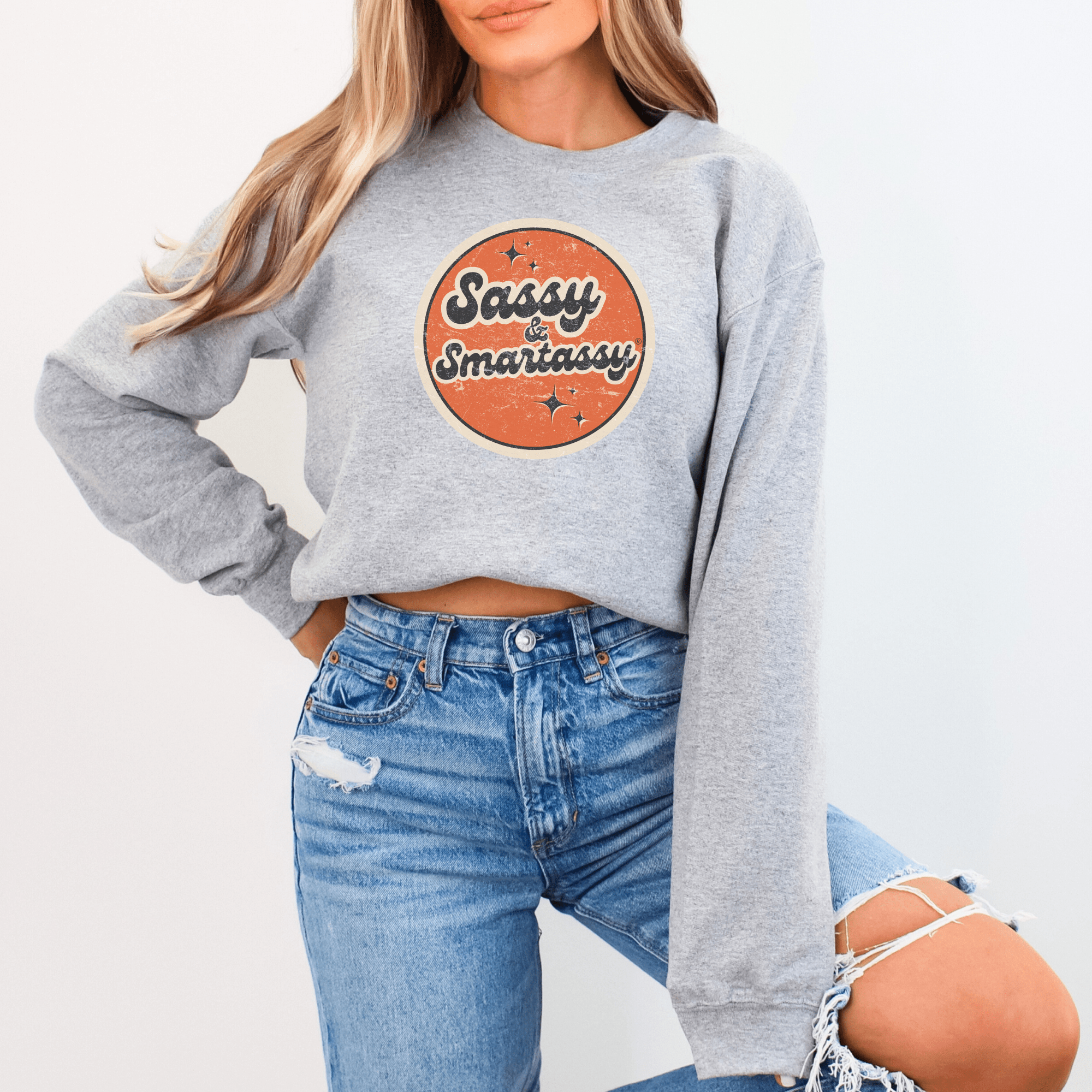 Image of Retro Rebel: Sassy & Smartassy® Vintage Vibes '70s Women's Sweatshirt - Funny Graphic Tee by Sasshole® Clothing