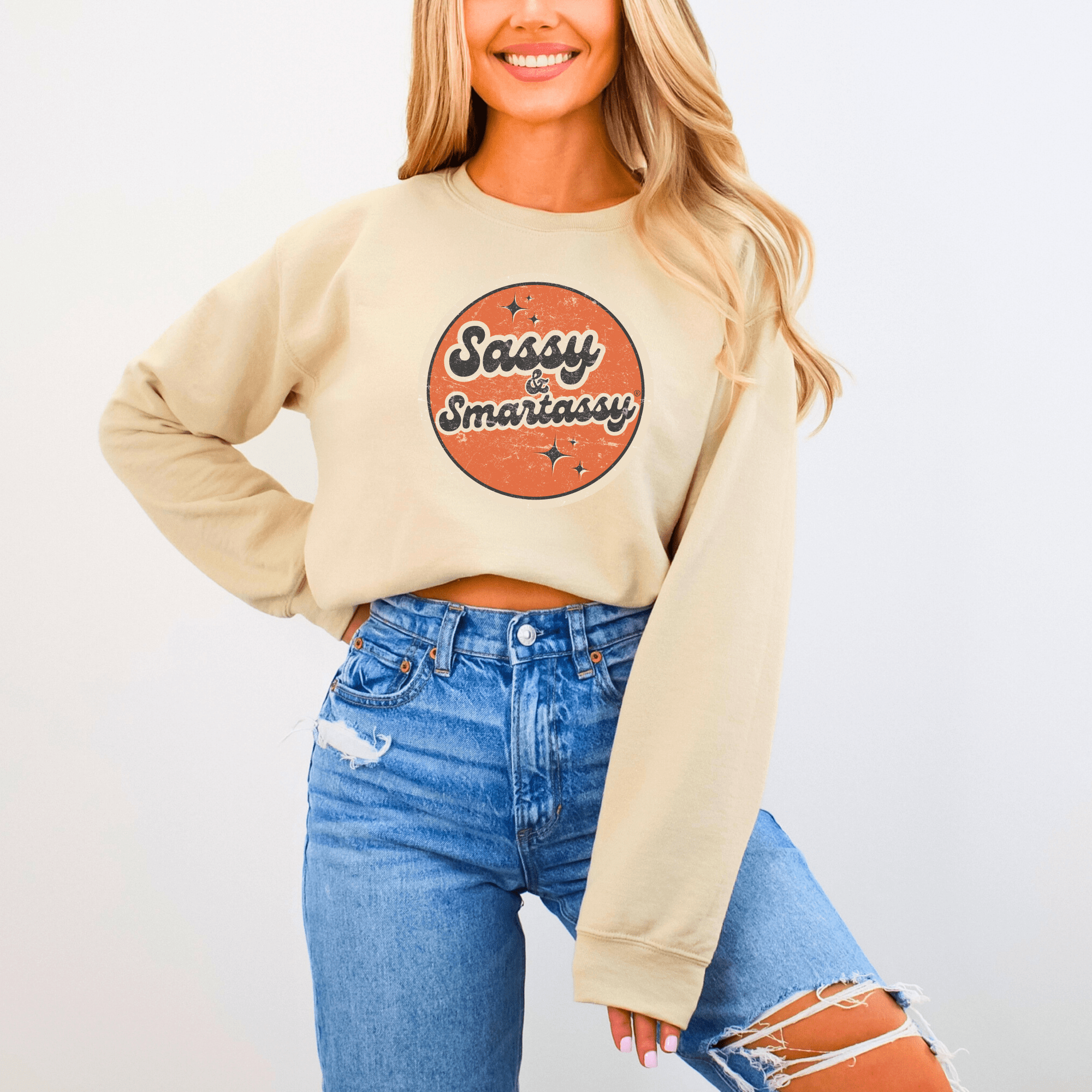 Image of Retro Rebel: Sassy & Smartassy® Vintage Vibes '70s Women's Sweatshirt - Funny Graphic Tee by Sasshole® Clothing