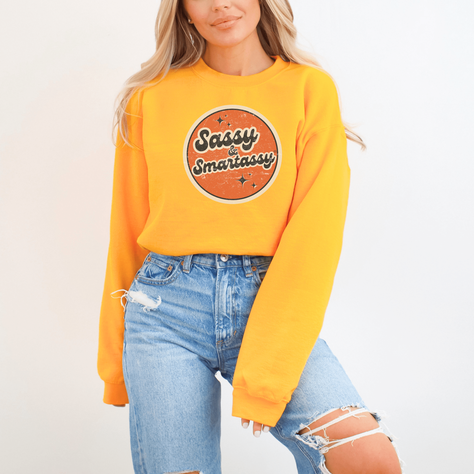 Image of Retro Rebel: Sassy & Smartassy® Vintage Vibes '70s Women's Sweatshirt - Funny Graphic Tee by Sasshole® Clothing