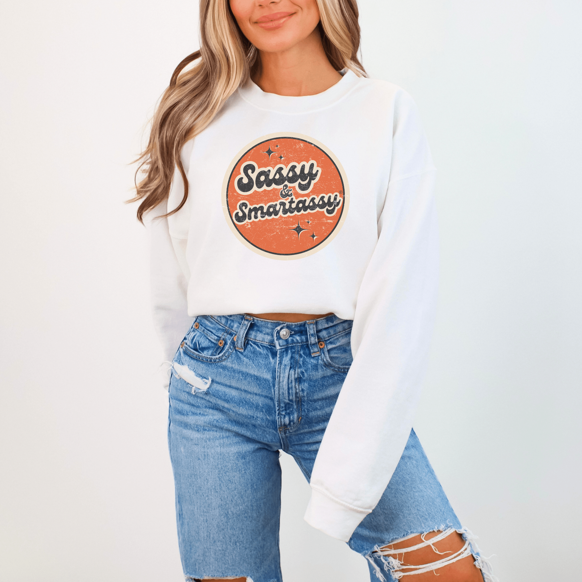 Image of Retro Rebel: Sassy & Smartassy® Vintage Vibes '70s Women's Sweatshirt - Funny Graphic Tee by Sasshole® Clothing