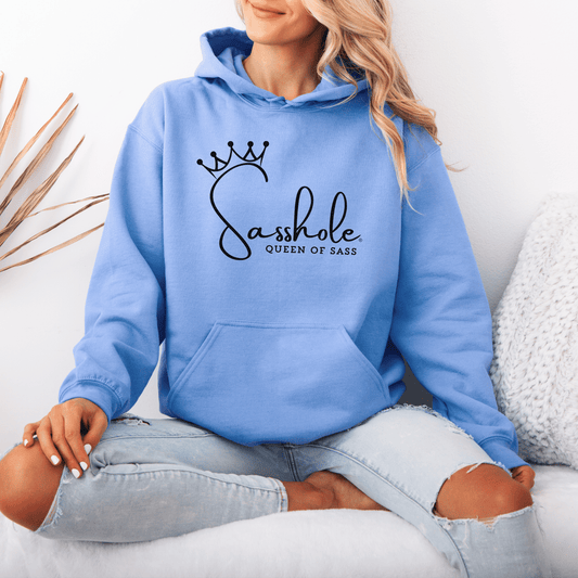 Sass in Charge: Sasshole® Queen of Sass Women's Graphic Hoodie - Funny Graphic Tee by Sasshole® Clothing