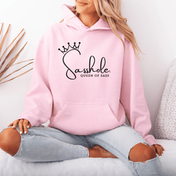 Image of Sass in Charge: Sasshole® Queen of Sass Women's Graphic Hoodie - Funny Graphic Tee by Sasshole® Clothing