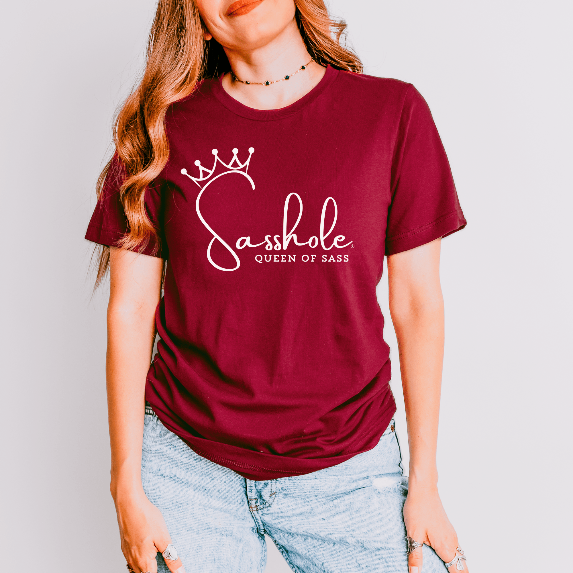 Image of Sass in Charge: Sasshole® - Queen of Sass Women's Shirt - Funny Graphic Tee by Sasshole® Clothing