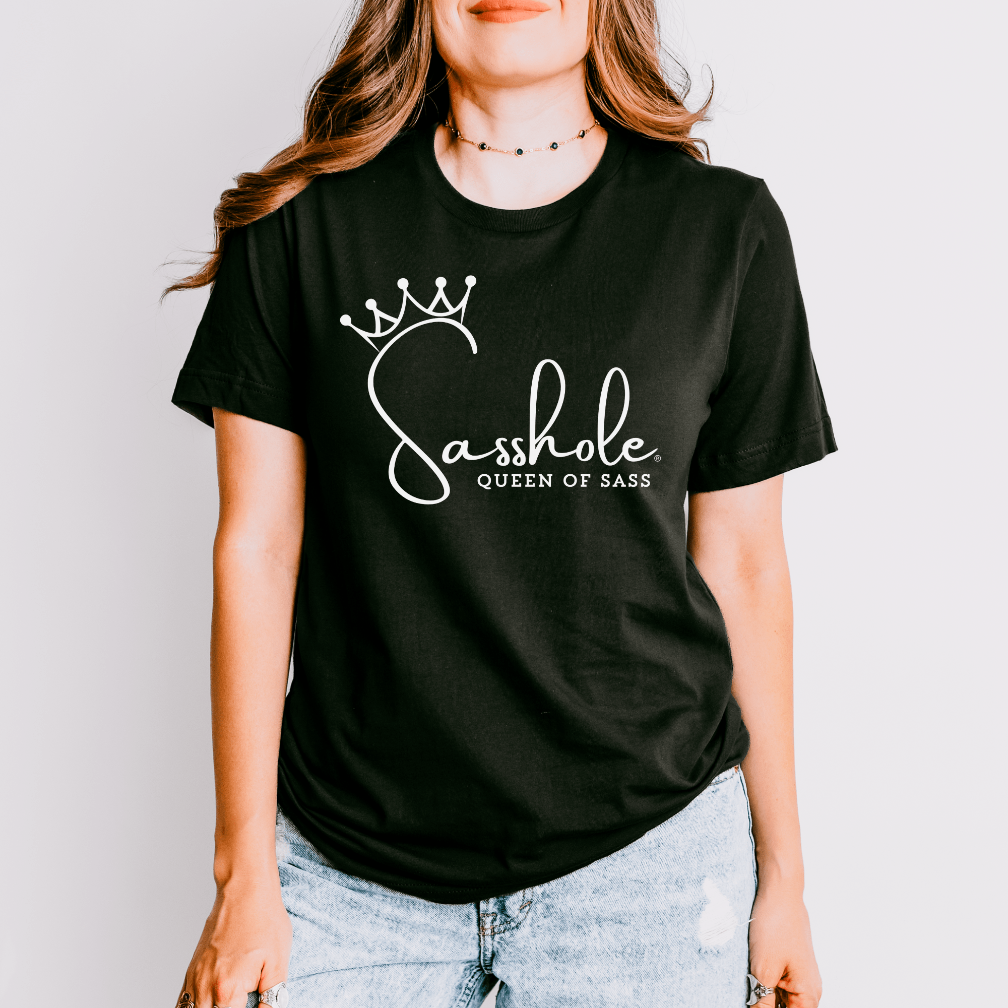 Image of Sass in Charge: Sasshole® - Queen of Sass Women's Shirt - Funny Graphic Tee by Sasshole® Clothing