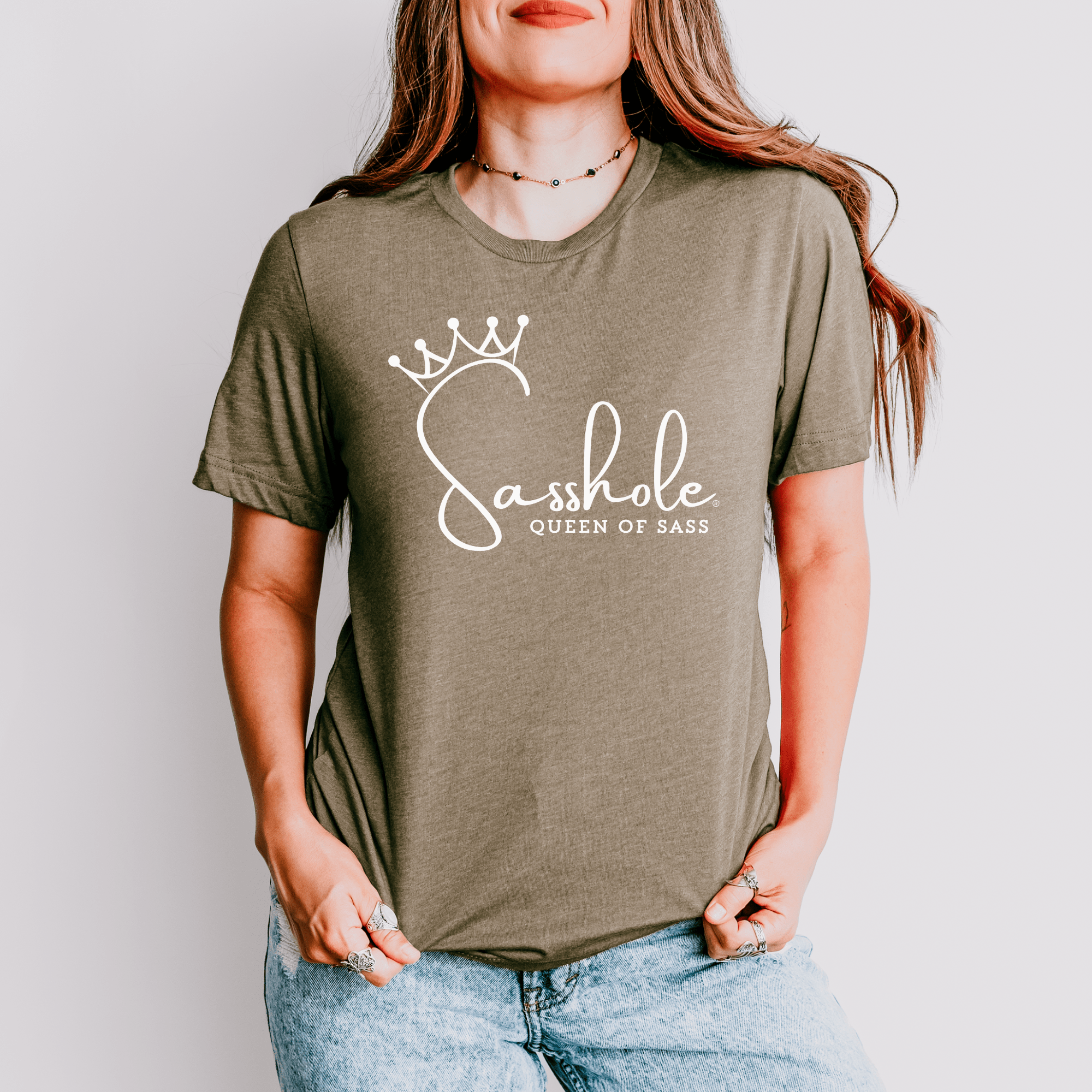Image of Sass in Charge: Sasshole® - Queen of Sass Women's Shirt - Funny Graphic Tee by Sasshole® Clothing