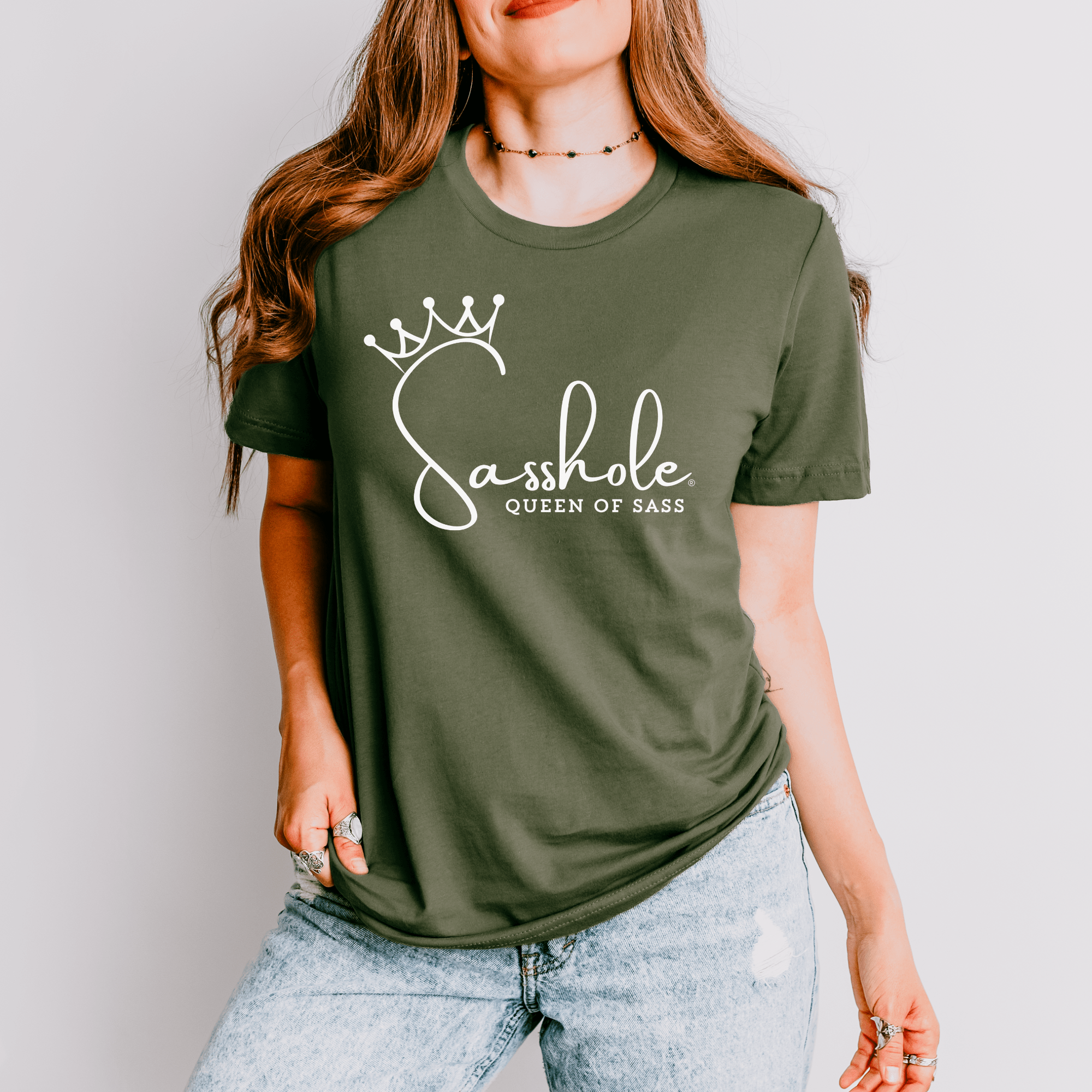 Image of Sass in Charge: Sasshole® - Queen of Sass Women's Shirt - Funny Graphic Tee by Sasshole® Clothing
