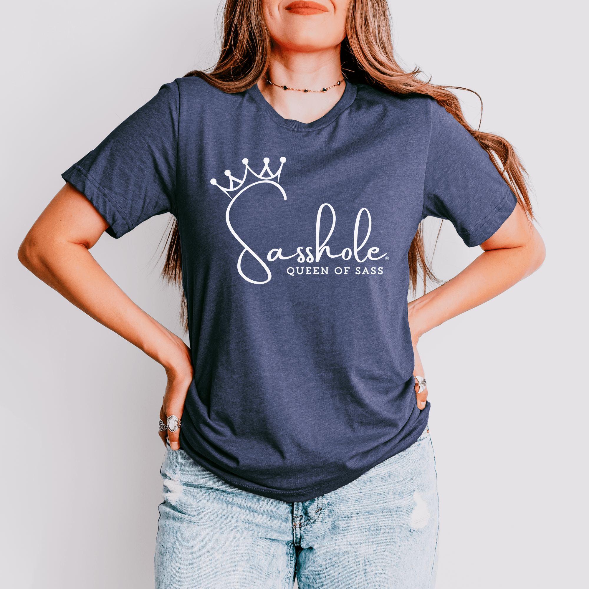 Image of Sass in Charge: Sasshole® - Queen of Sass Women's Shirt - Funny Graphic Tee by Sasshole® Clothing