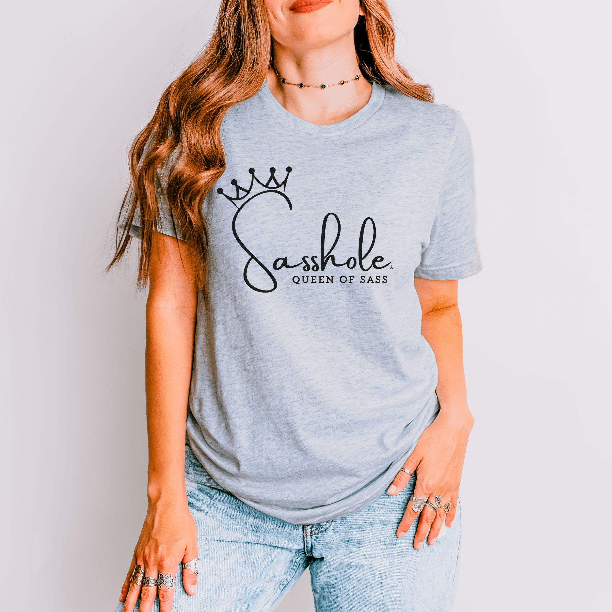 Image of Sass in Charge: Sasshole® - Queen of Sass Women's Shirt - Funny Graphic Tee by Sasshole® Clothing