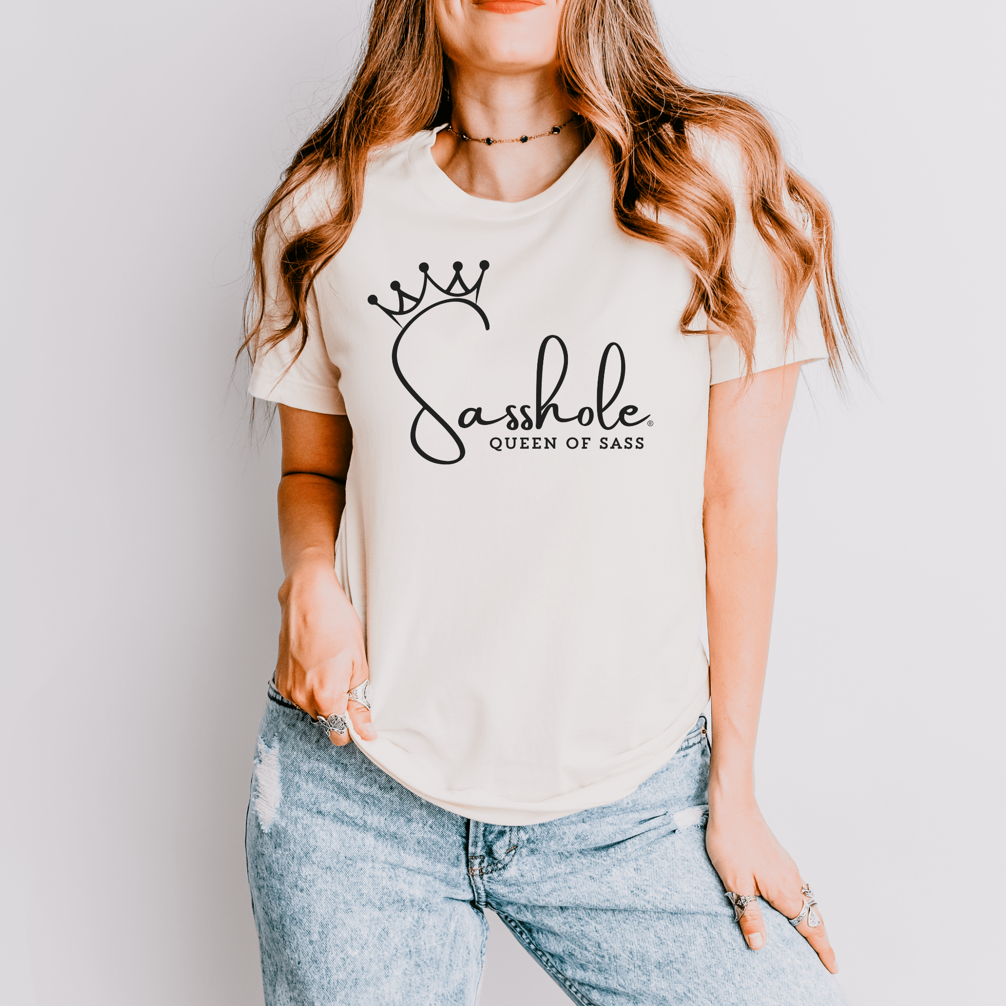 Image of Sass in Charge: Sasshole® - Queen of Sass Women's Shirt - Funny Graphic Tee by Sasshole® Clothing