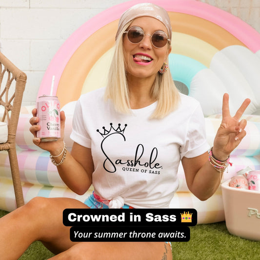 Sass in Charge: Sasshole® - Queen of Sass Women's Shirt - Funny Graphic Tee by Sasshole® Clothing
