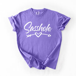 Image of Sasshole® Arrow Heart T-Shirt – Funny, Flirty, and Bold Graphic Tee for Women – Comfort Color T-shirts - Funny Graphic Tee by Sasshole® Clothing